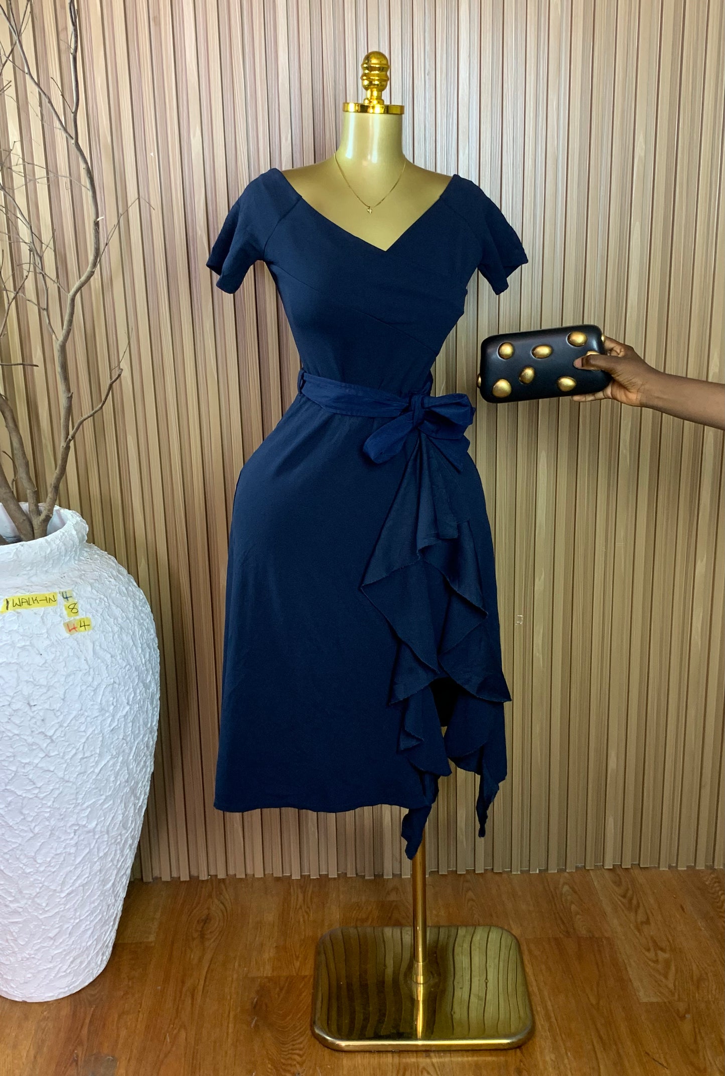 1WALK-IN4 SIZE8 Length44 Navy blue dress