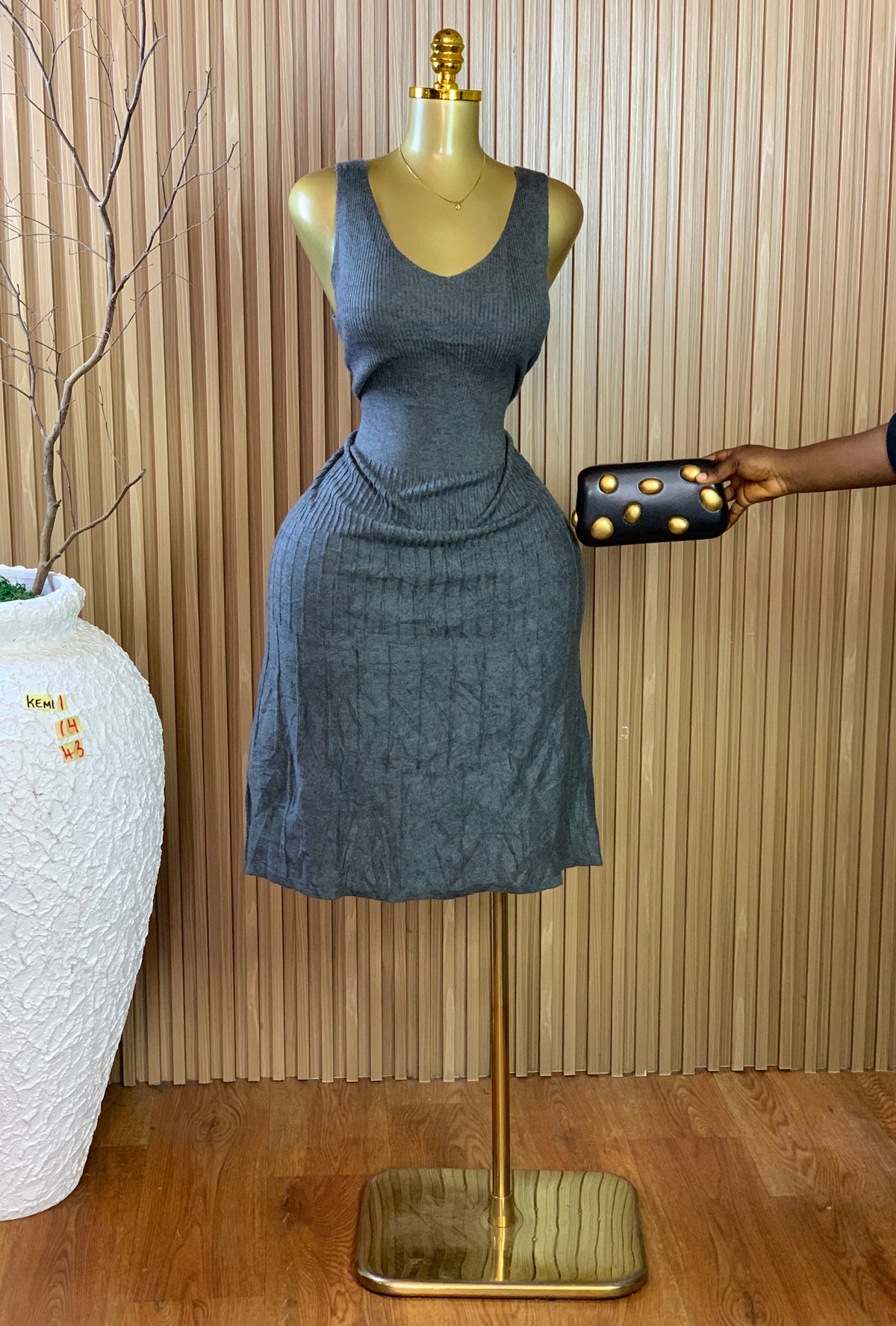 KEMI1 SIZE14 Length43 grey dress