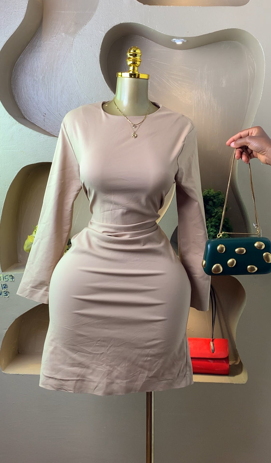LEO157 NUDE CORPORATE DRESS SIZE12 Length43