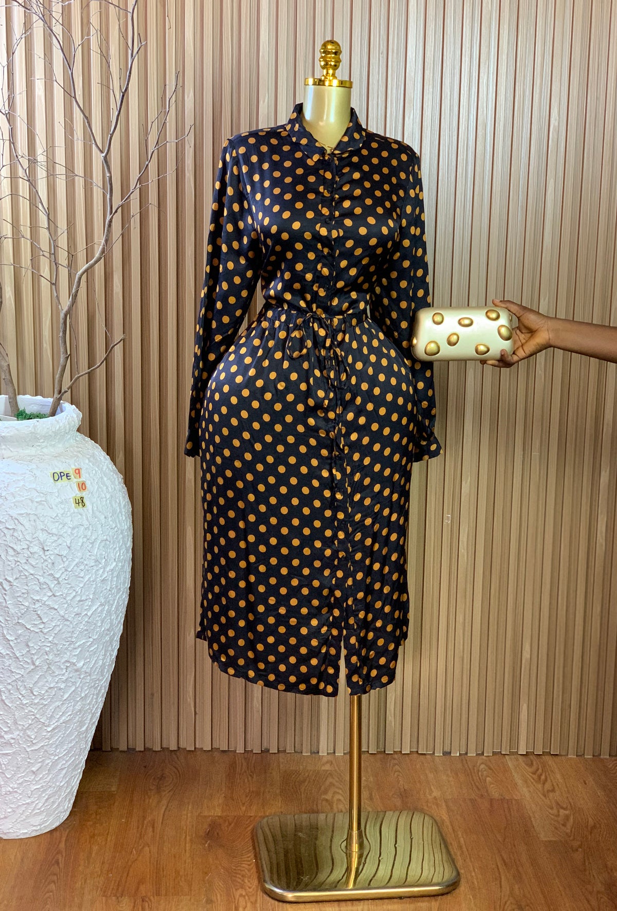 OPE9 SIZE10 Length48 polka dot dress