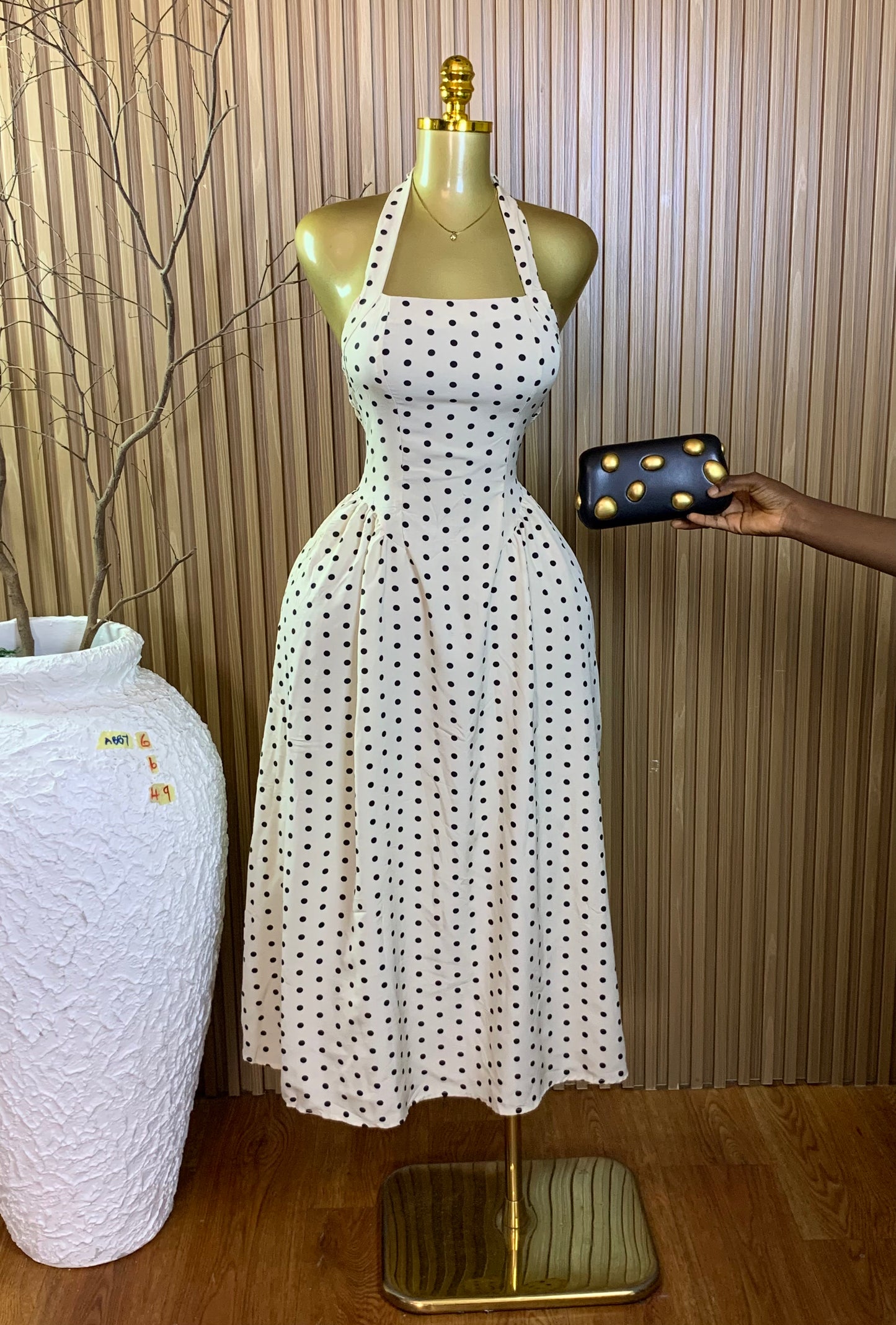 ABBY6 SIZE6/8 Length49 polka dot dress