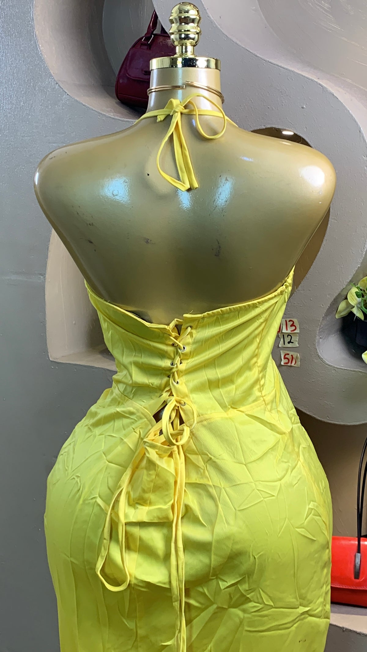 VICKY13 SIZE16 Yellow DRESS Length51