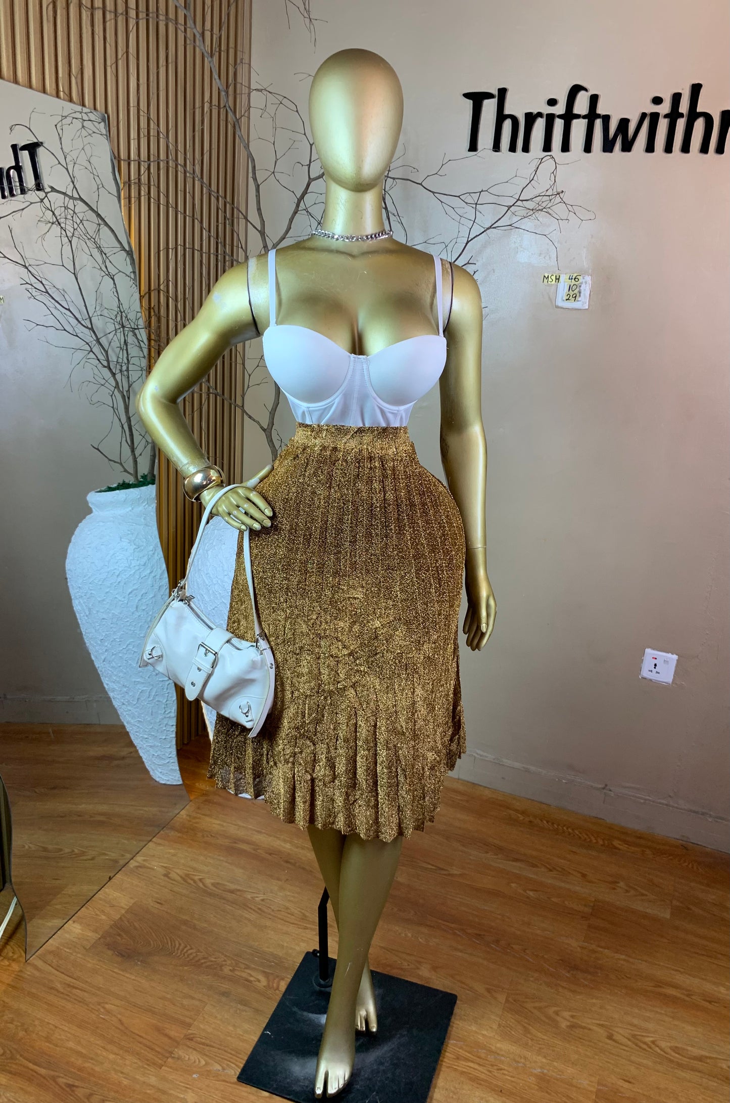 SIZE10 MSH46 GOLD SKIRT ONLY Length29