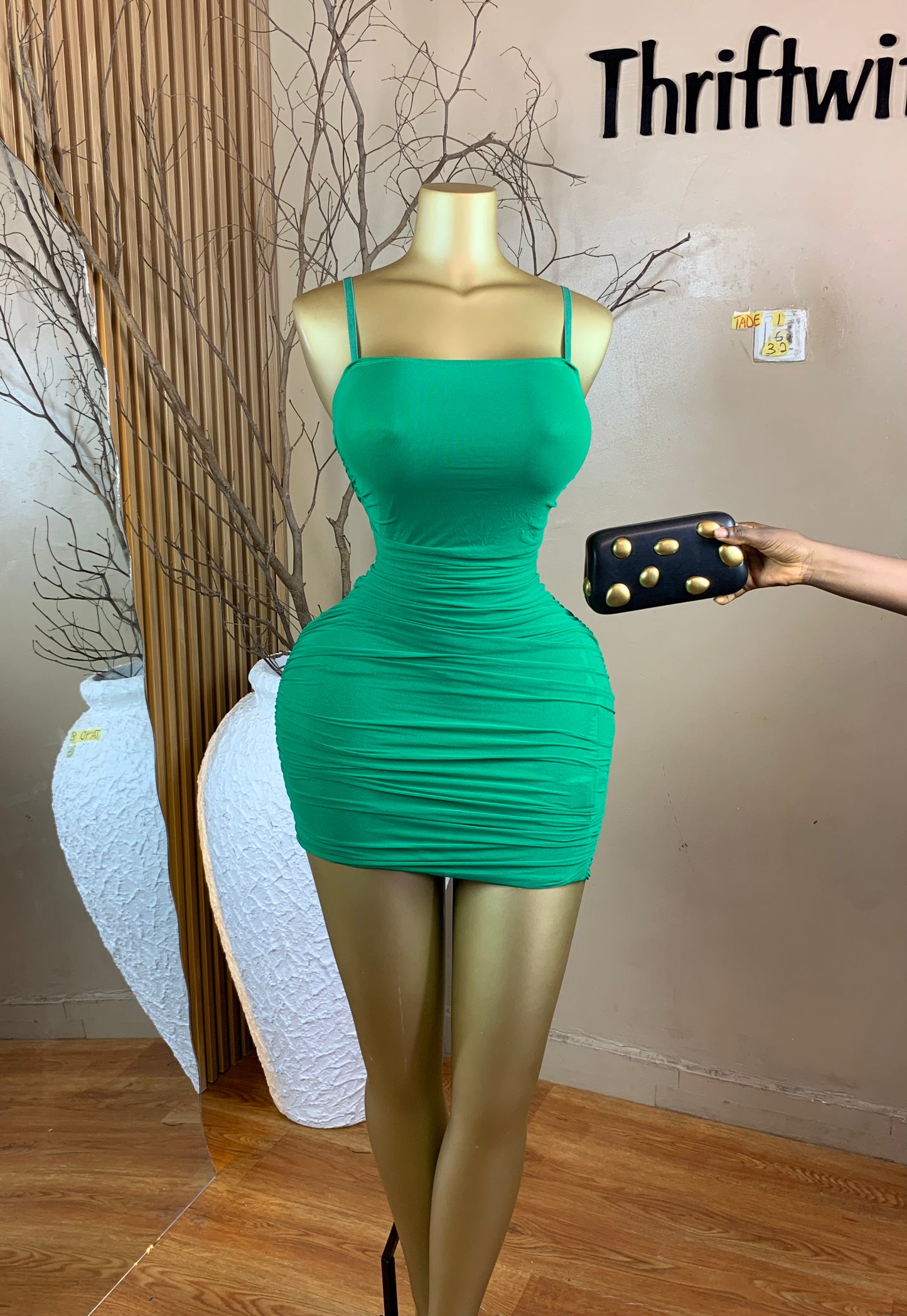 TADE1 SIZE6/8 Length32 Green mesh dress