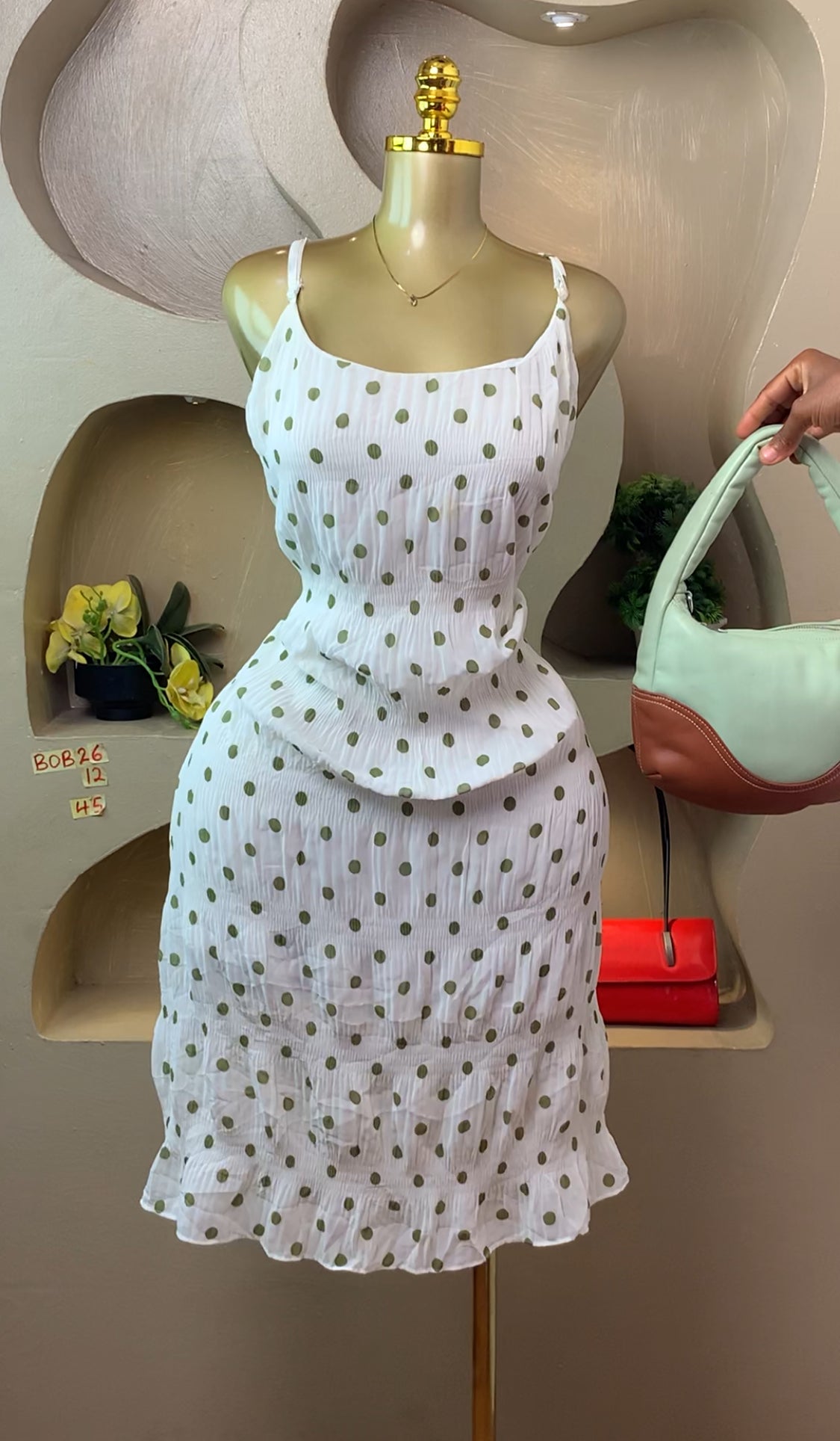 BOB26 SIZE12 Polka dot DRESS Length45