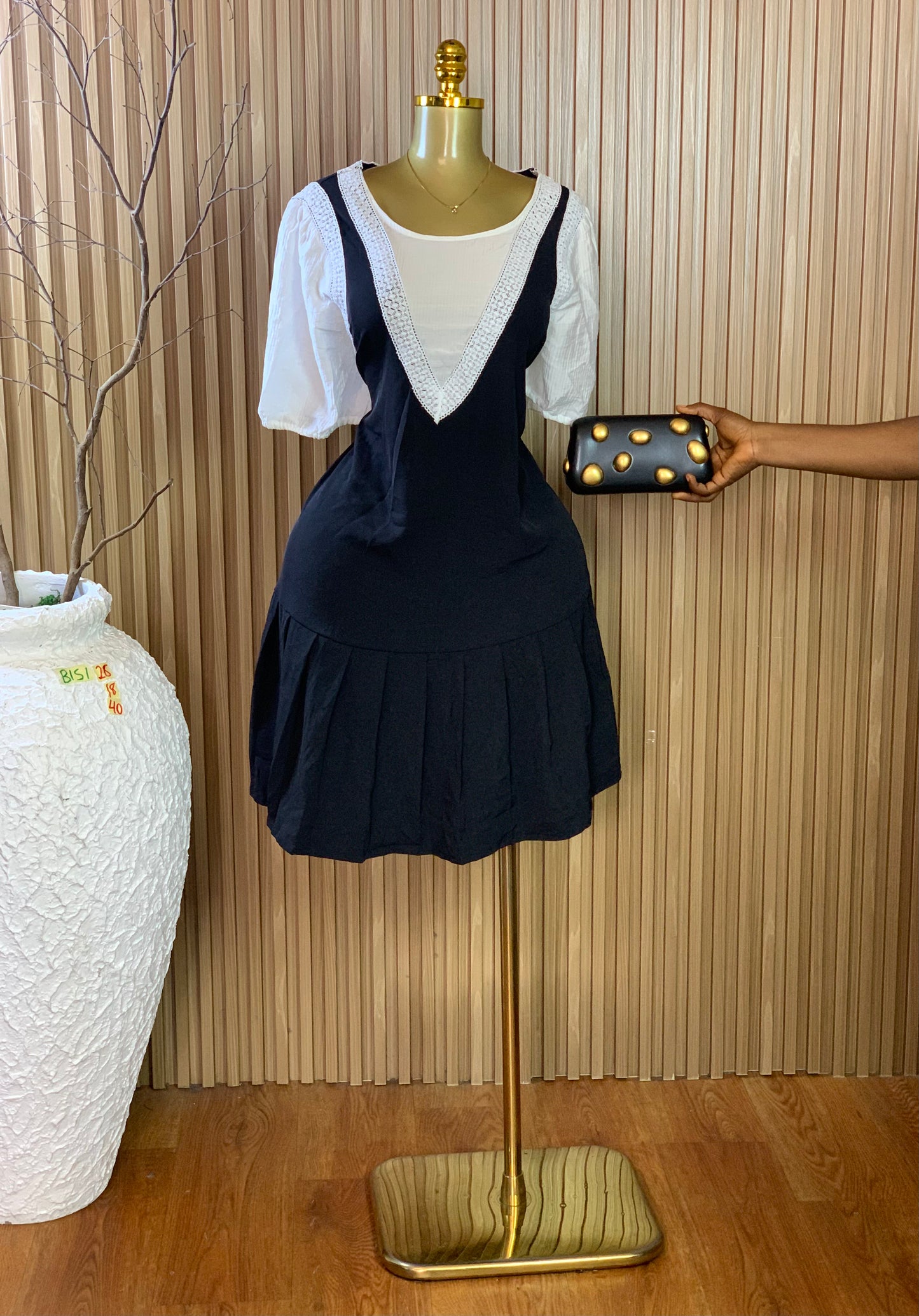 BISI28 SIZE18 Length40 black&white dress