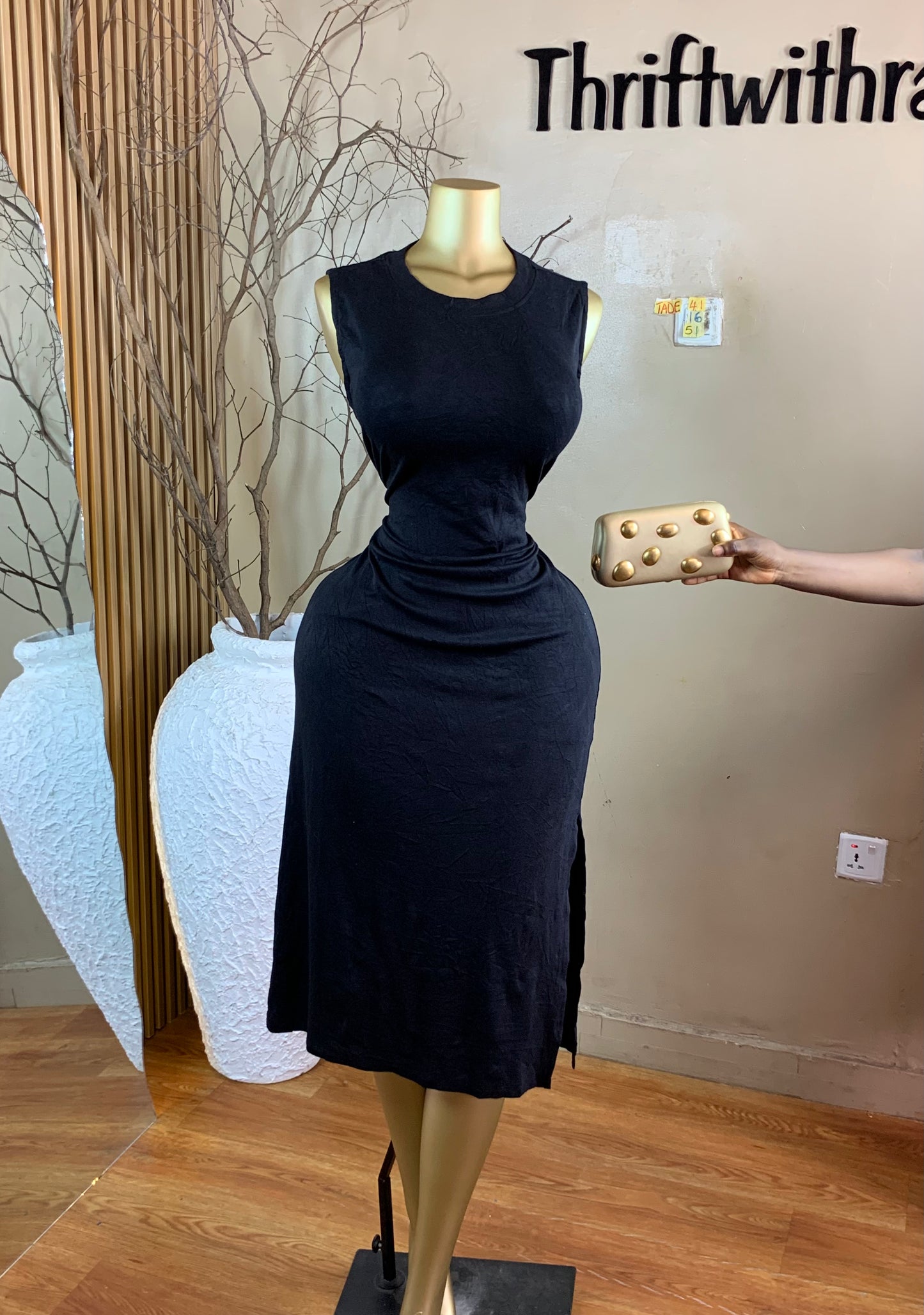 TADE41 SIZE16 Length51 Black dress
