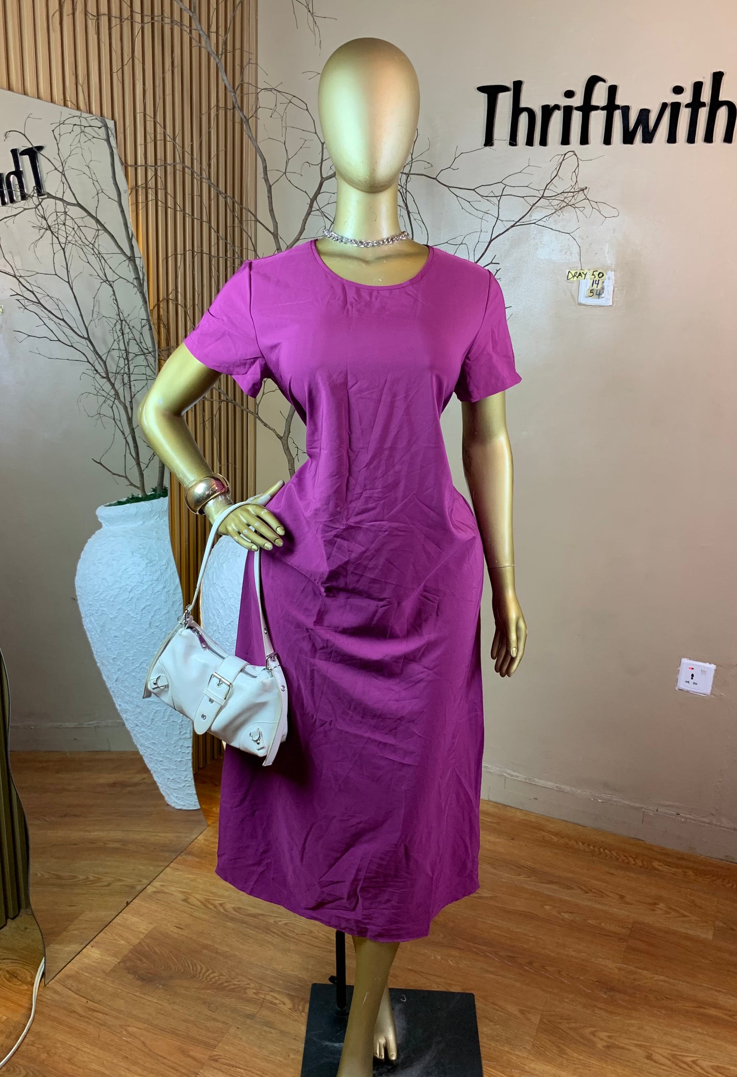 SIZE14 DRAY50 PURPLE FREE DRESS Length54