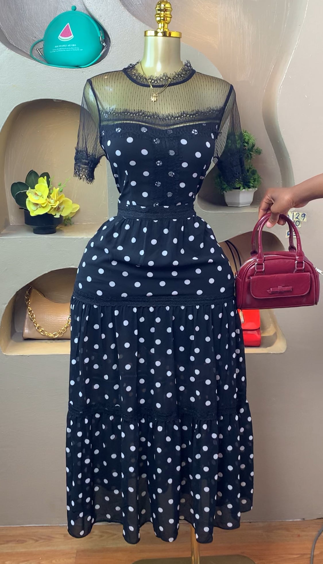 SIZE10 MUNCH129 Length53 (black&white polka dots)
