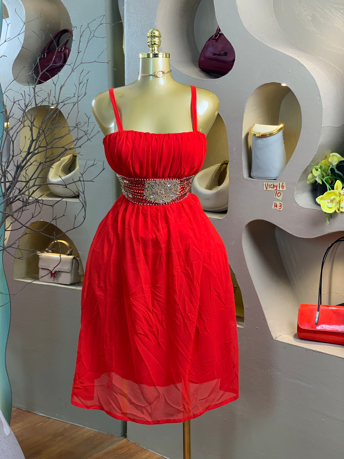 VICKY16 SIZE10 Red DRESS Length43