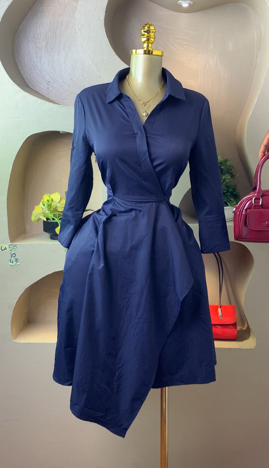 ZILA50 NAVY BLUE DRESS SIZE10 Length43