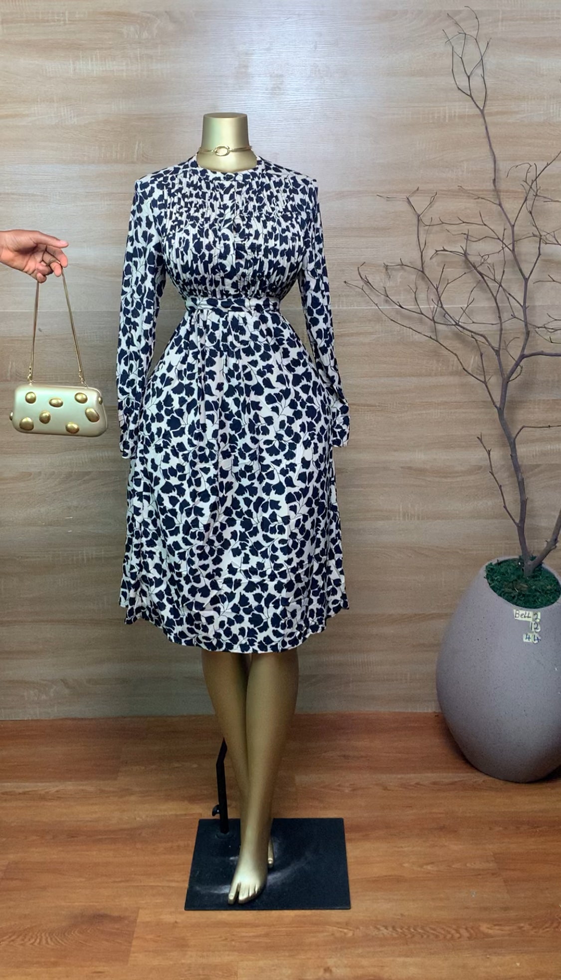 SIZE12 BELL2 Floral dress Length44