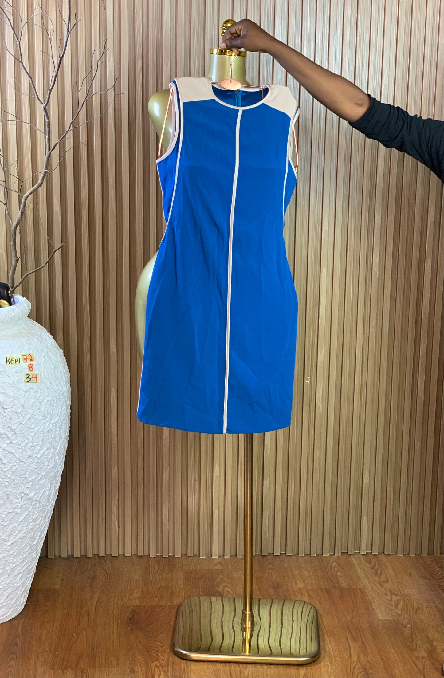 KEMI72 SIZE8 Length34 blue&white dress