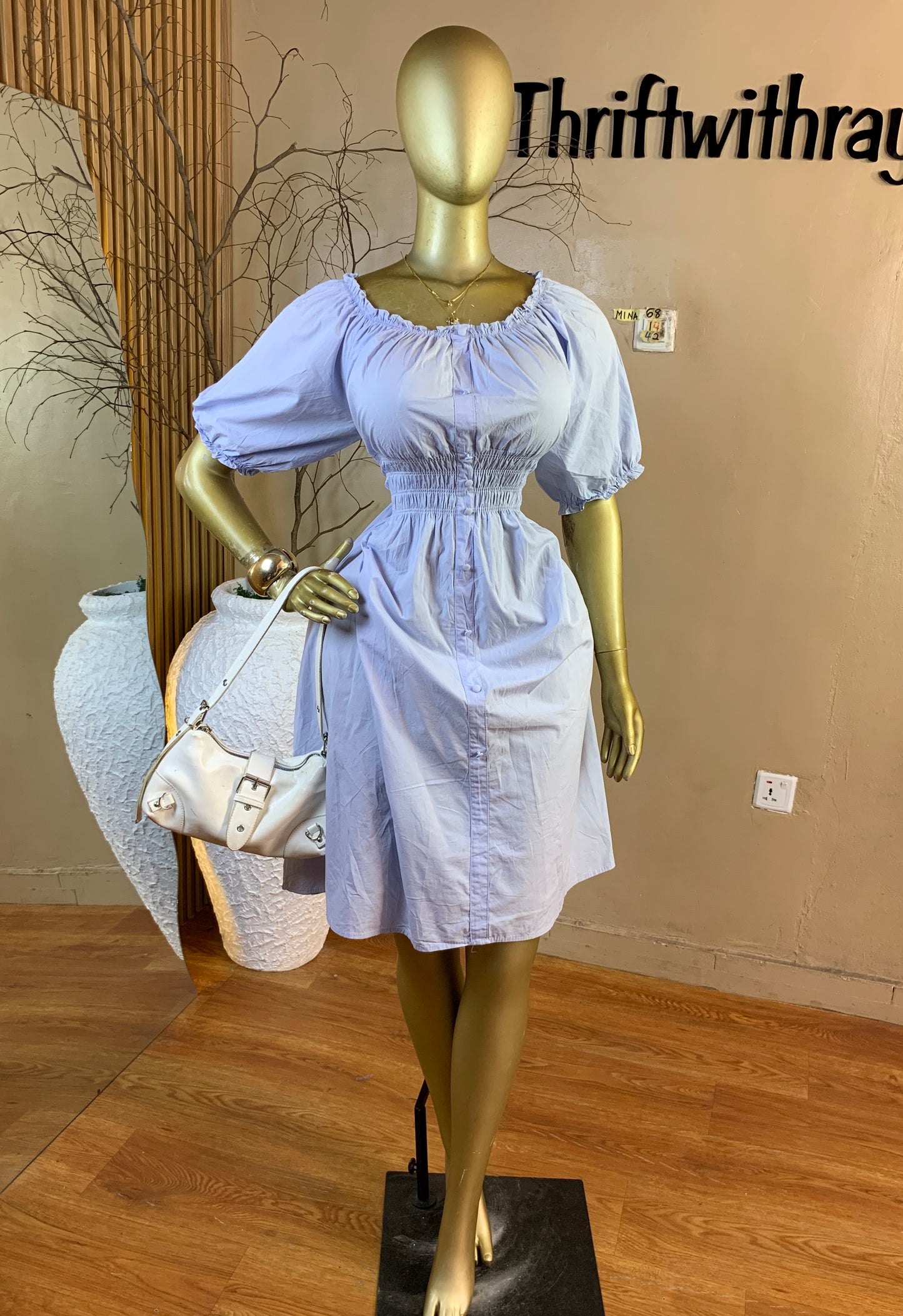 MINA68 SIZE14 Length42 blue dress