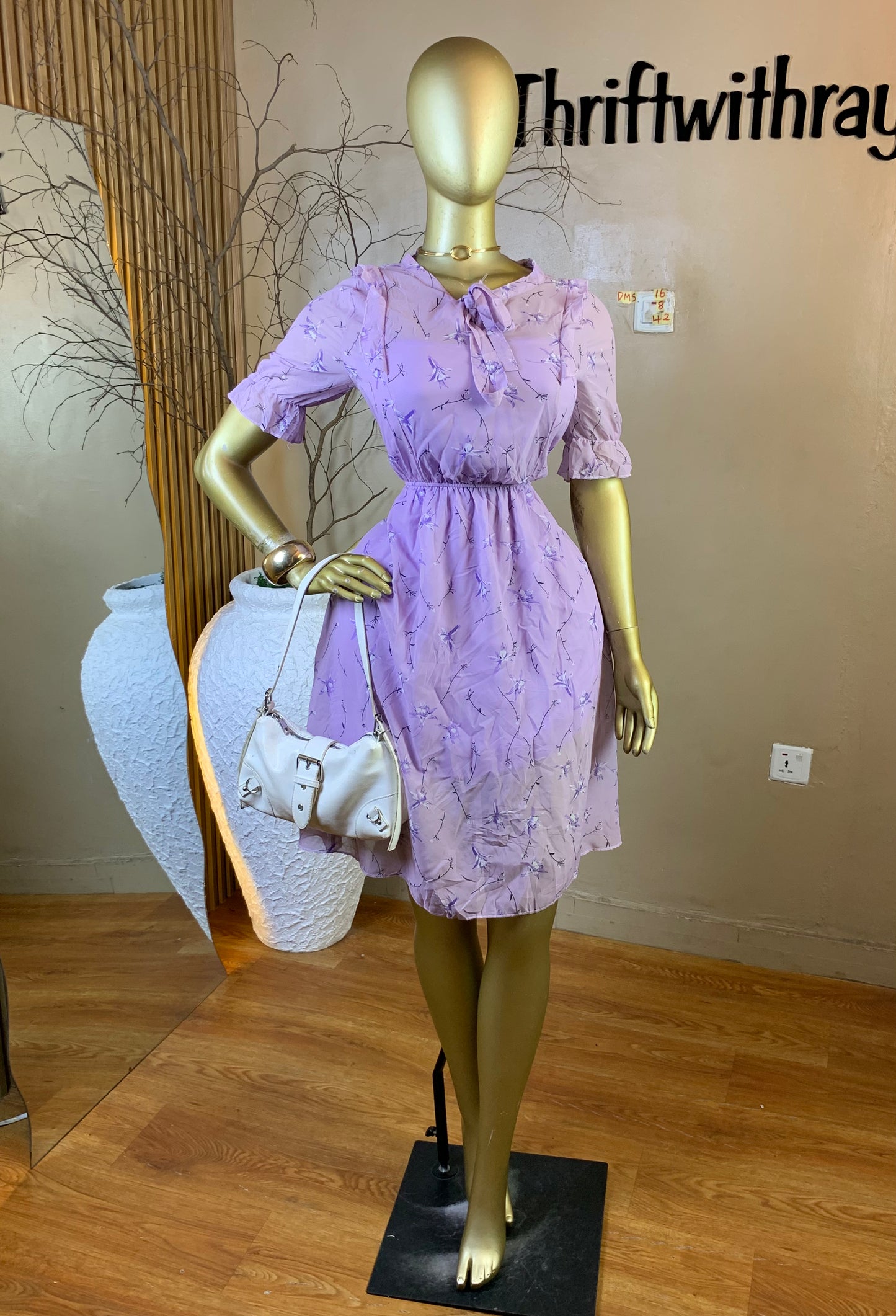 DAMSEL16 SIZE8 Length42 purple chiffon dress