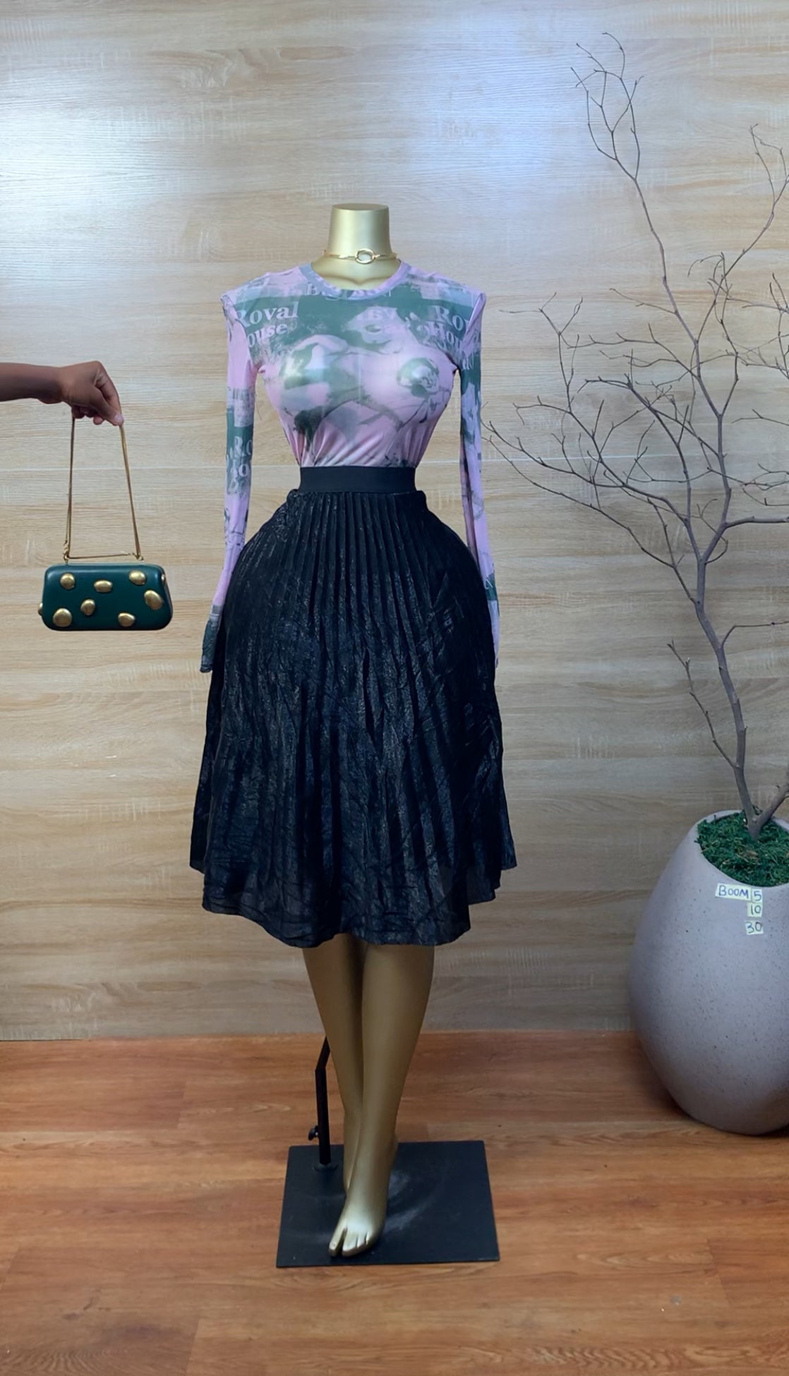 SIZE10 BOOM5 Black Skirt Length30