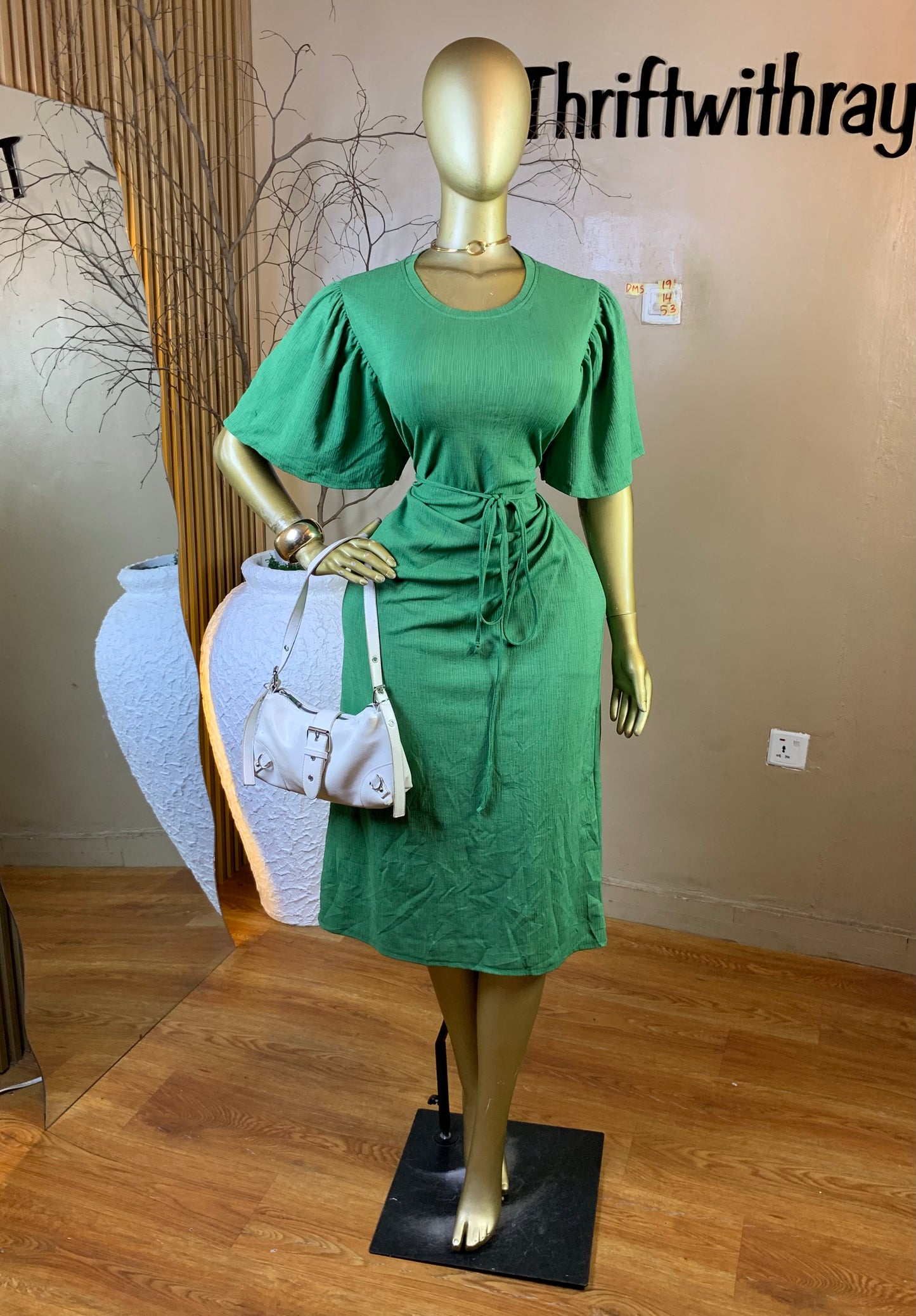 DAMSEL19 SIZE14 Length55 green dress