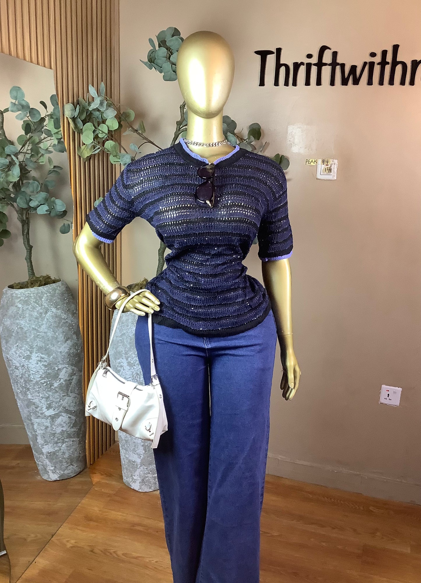 PEAK94 BLUE KNIT TOP SIZE14