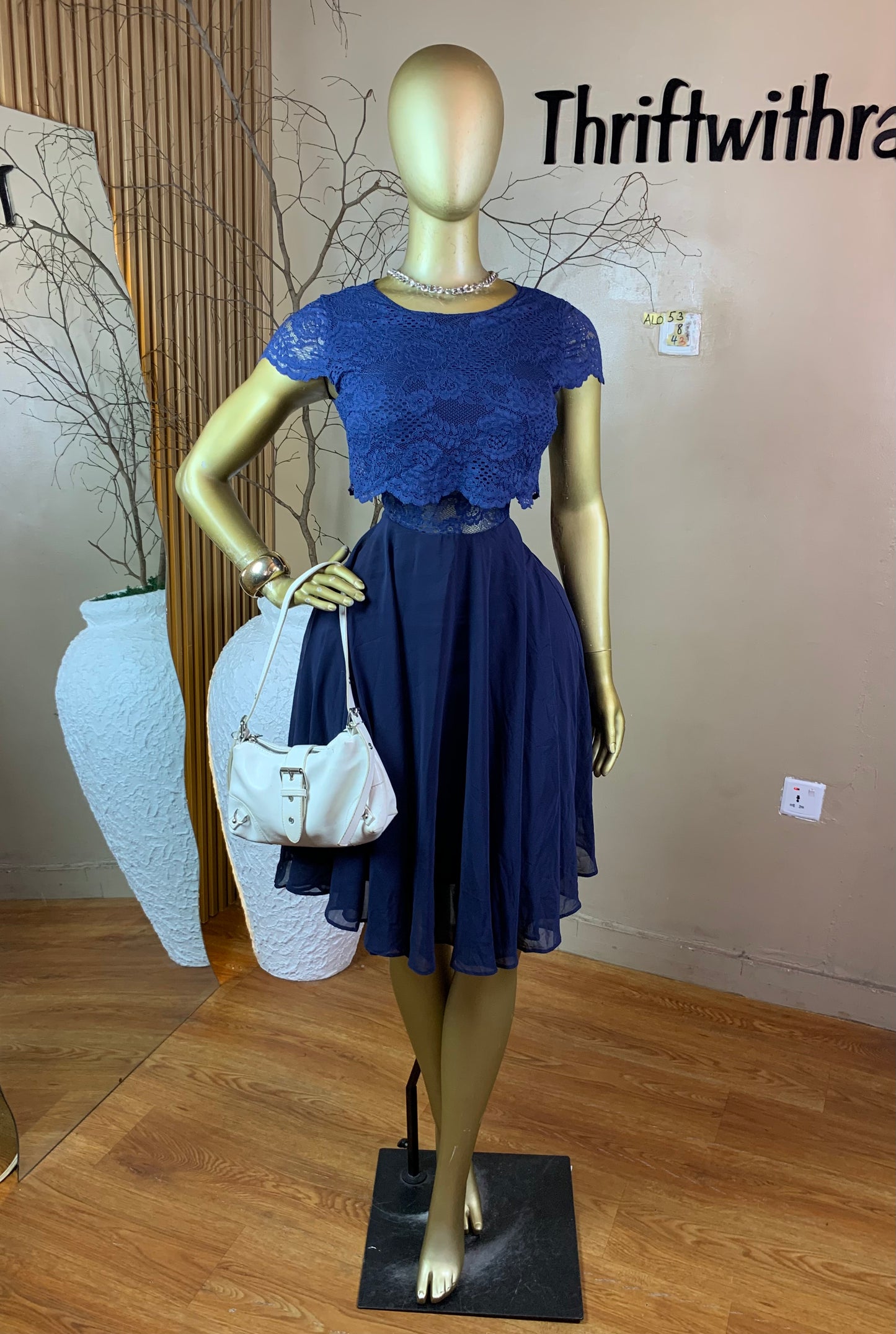 SIZE8 ALO53 BLUE DRESS Length43
