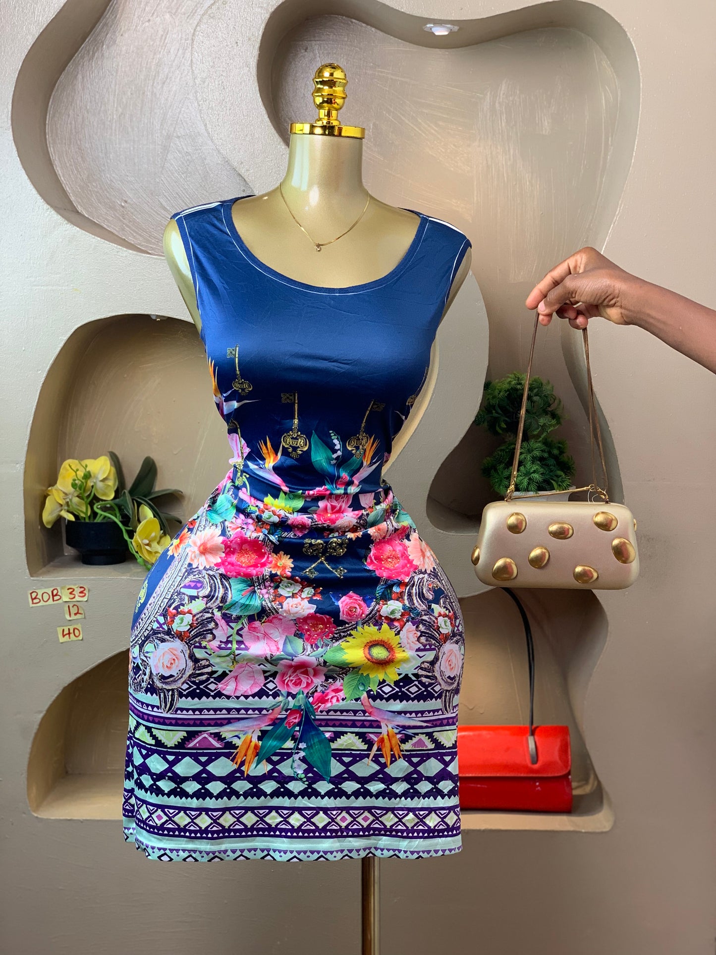 BOB33 SIZE12 Floral DRESS Length40