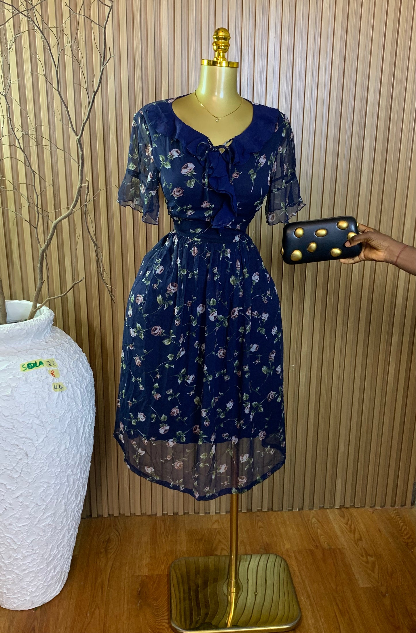 SOLA22 SIZE8 Length44 chiffon dress