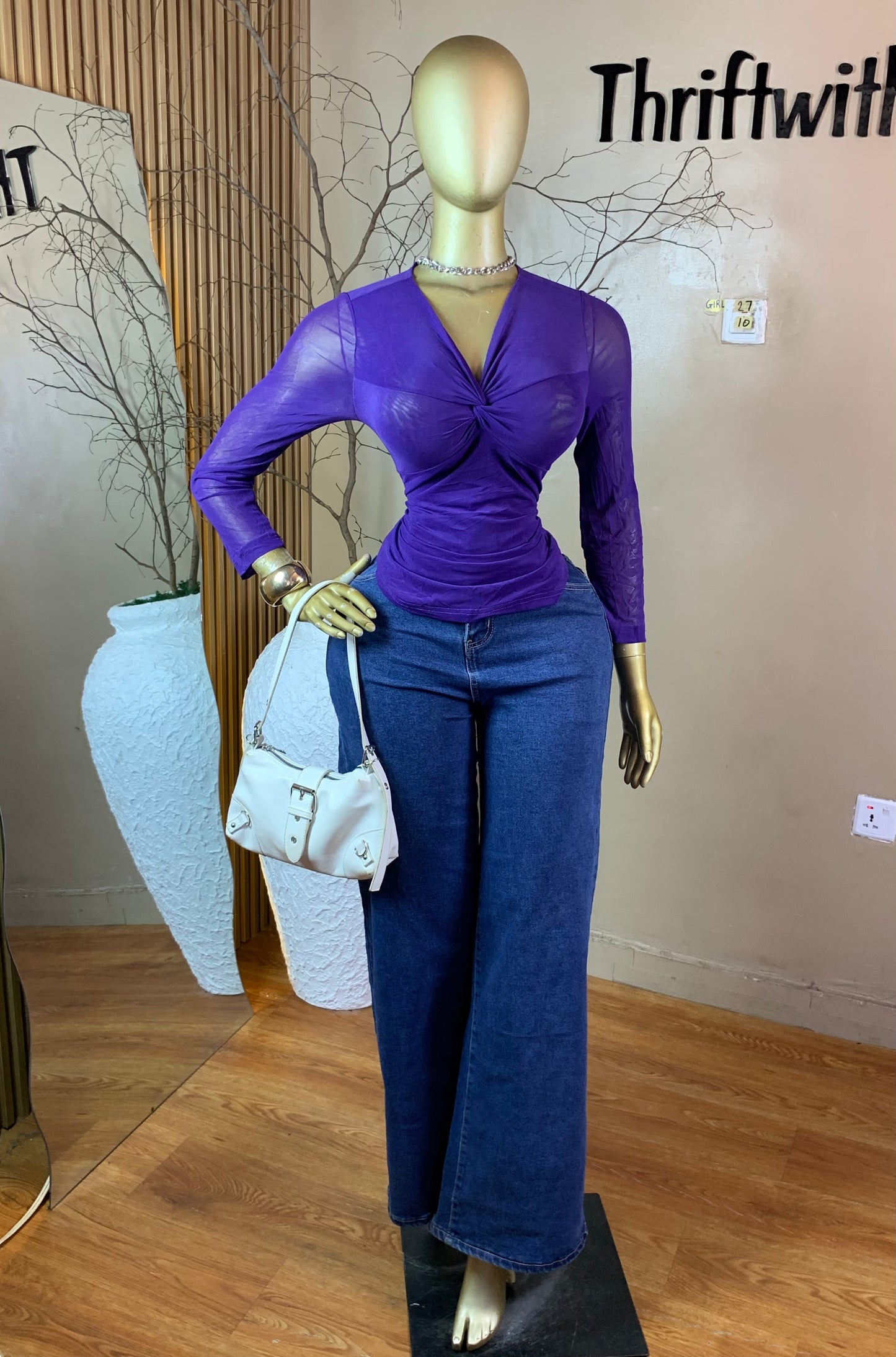SIZE10 GIRL27 PURPLE MESH TOP ONLY