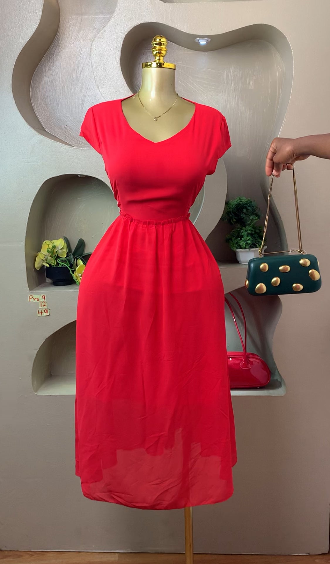 PRO9 SIZE12 Red DRESS Length49