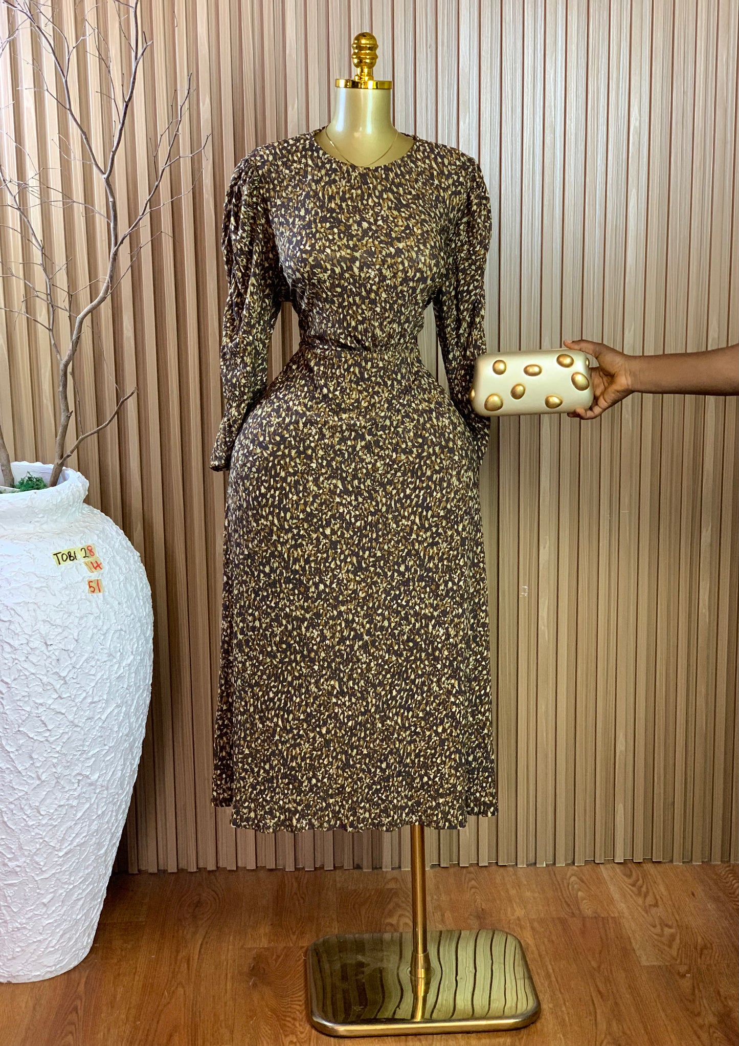 TOBI28 SIZE14 Length51 brown dress
