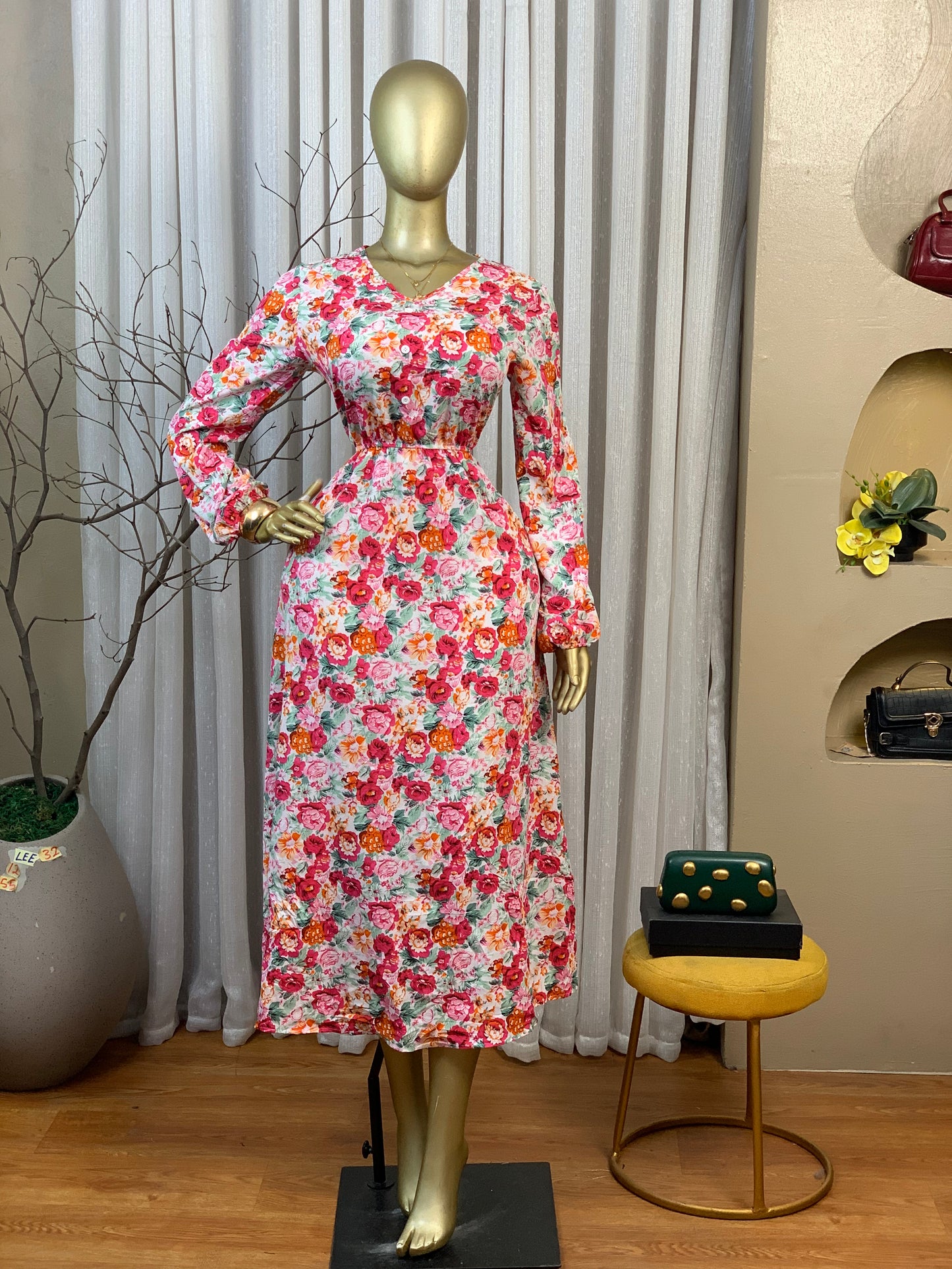 LEE32 SIZE12 Floral DRESS Length55