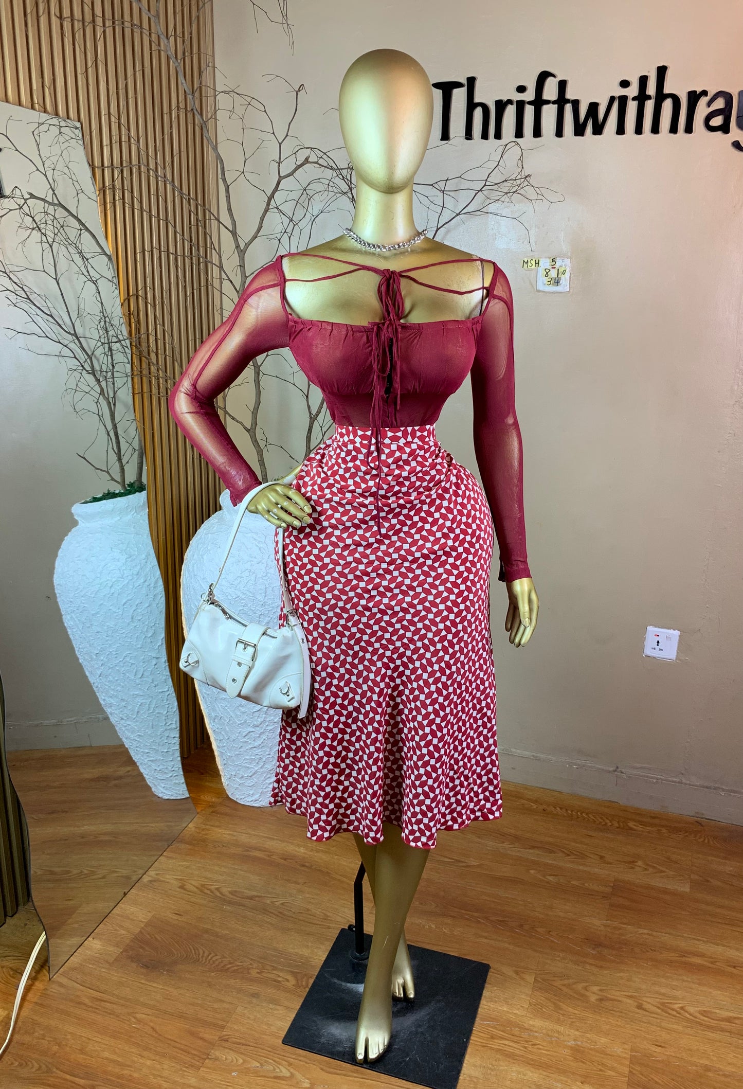 SIZE8 MSH5 BURGUNDY MESH TOP ONLY
