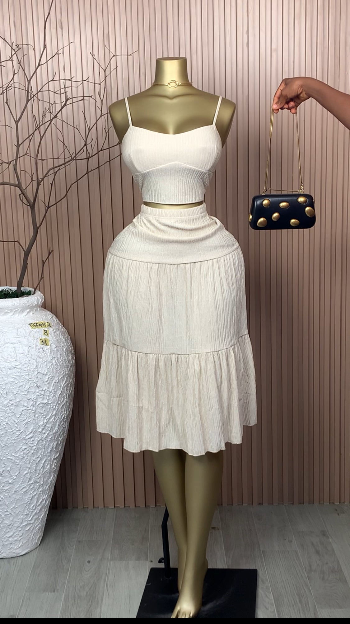 UK Size 8 Tiffany3 Brand New Two Piece Off-White Length31