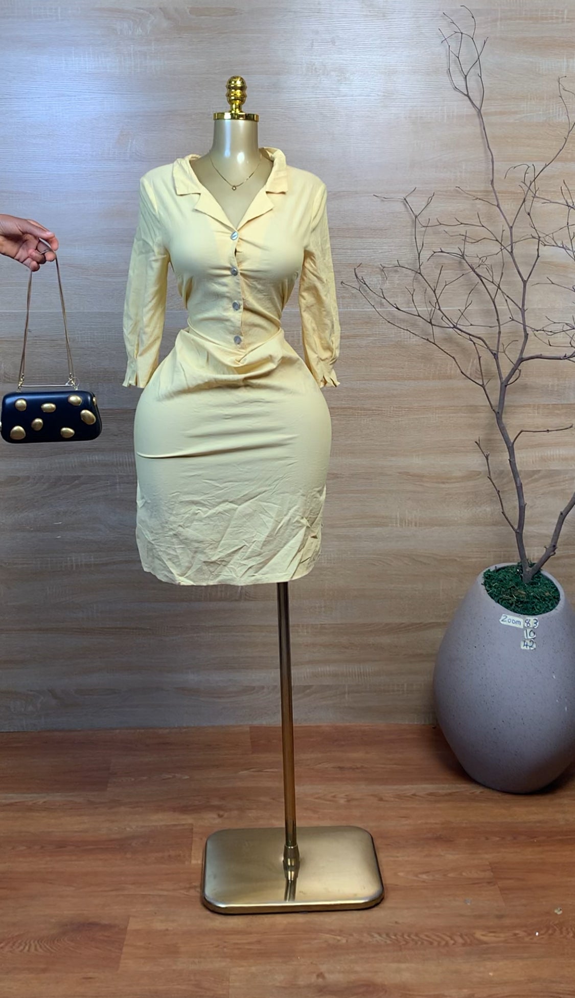 SIZE10 ZOOM83 Yellow dress Length42