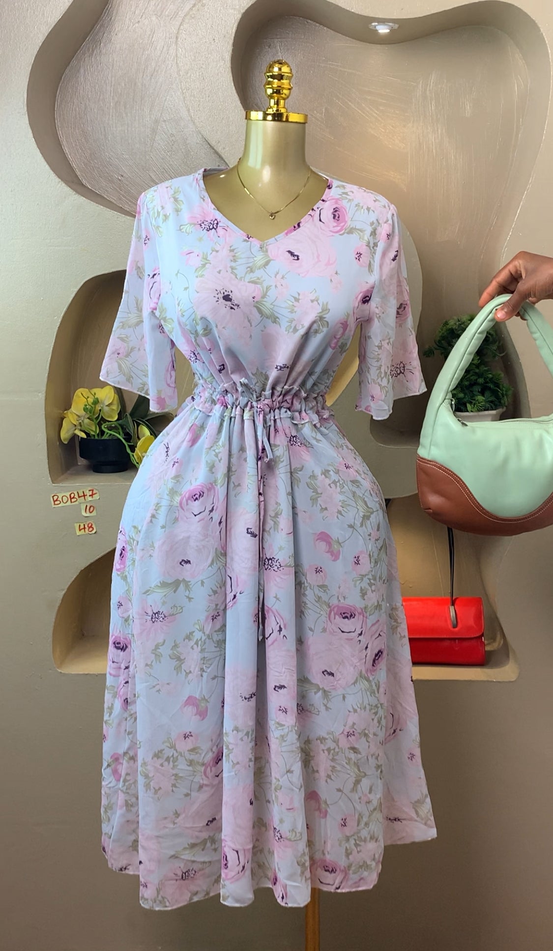 BOB47 SIZE10 Floral DRESS Length48
