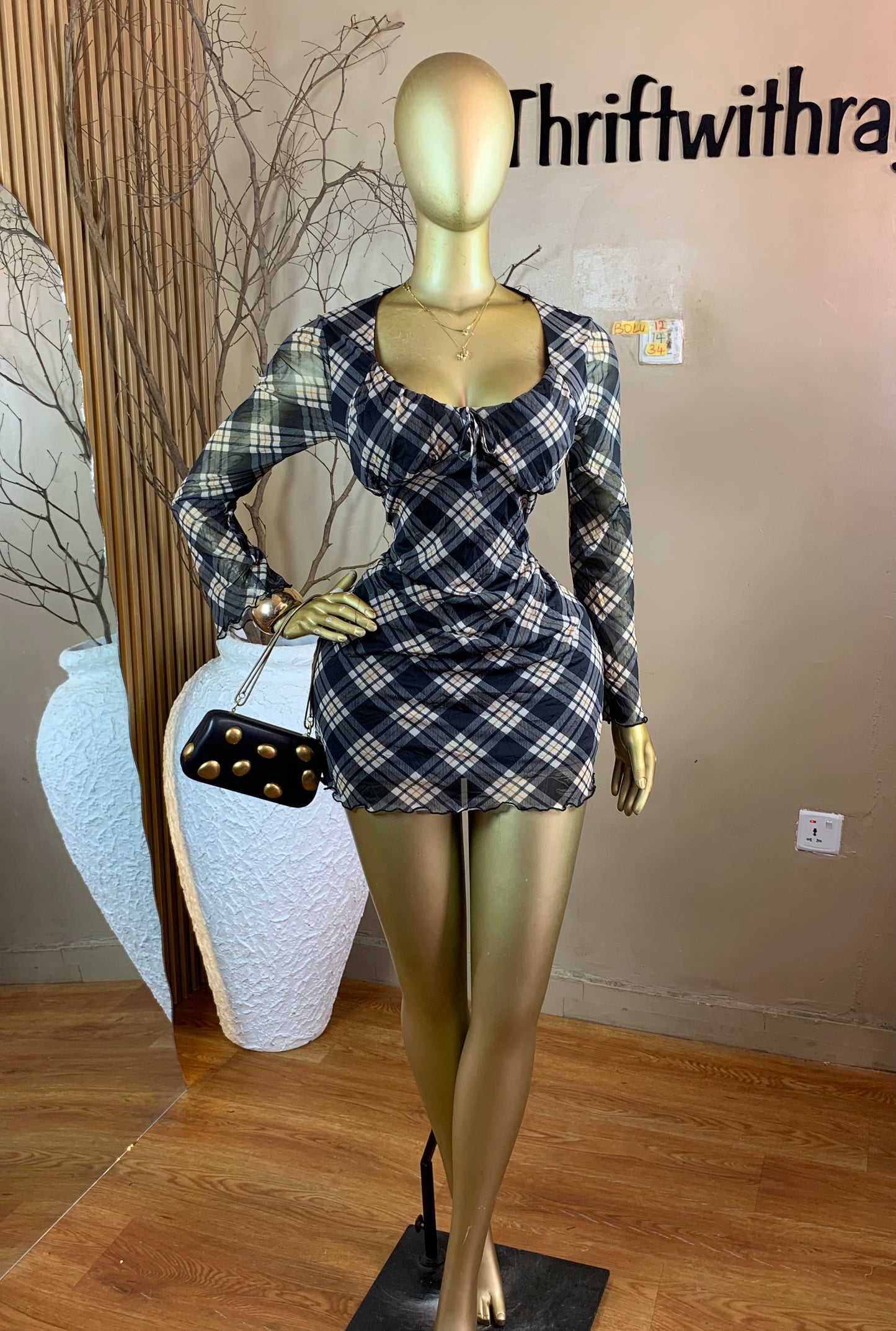 BOLU12 SIZE14 Length34 Mesh party dress