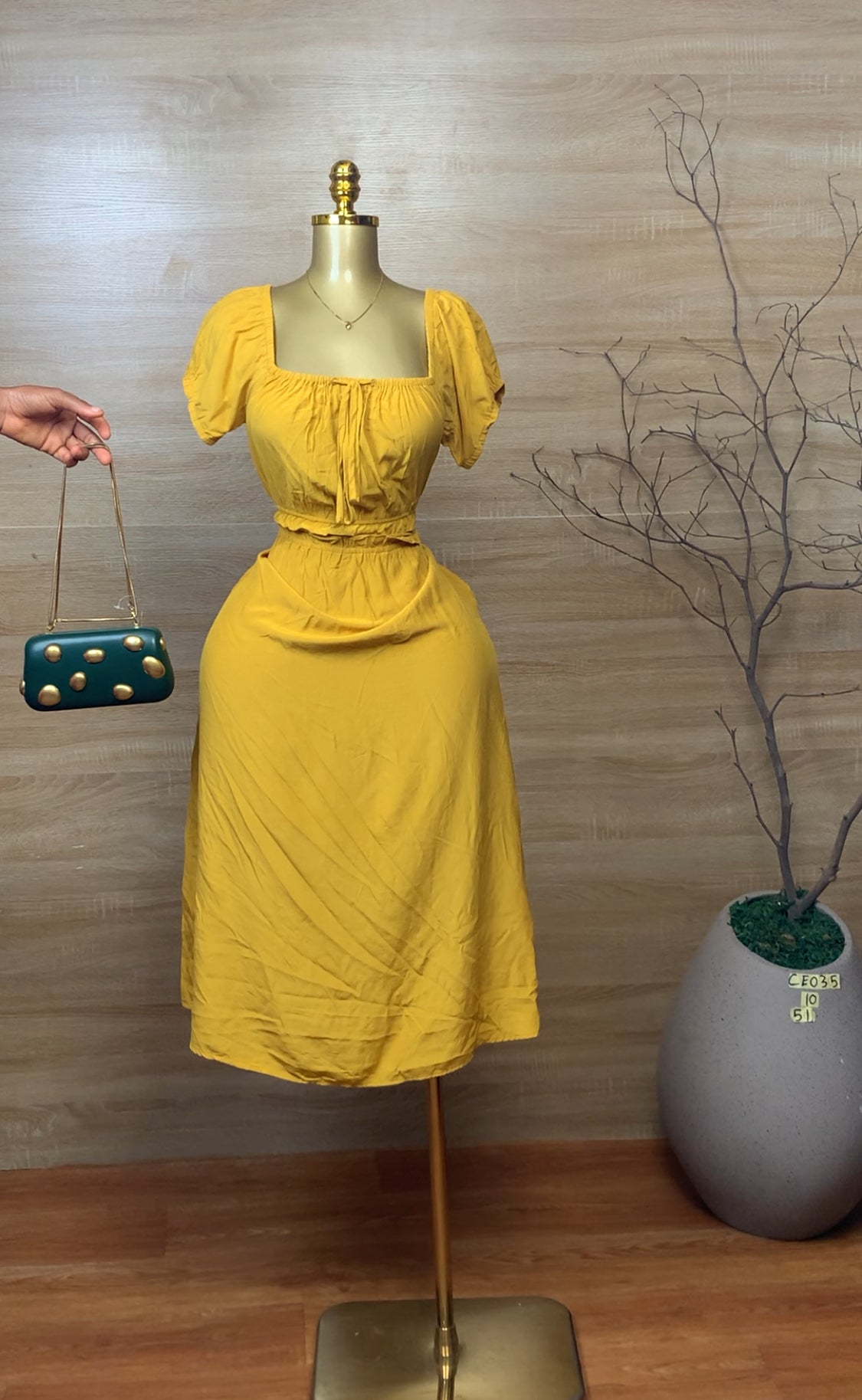 SIZE10 CEO35 yellow dress Length51
