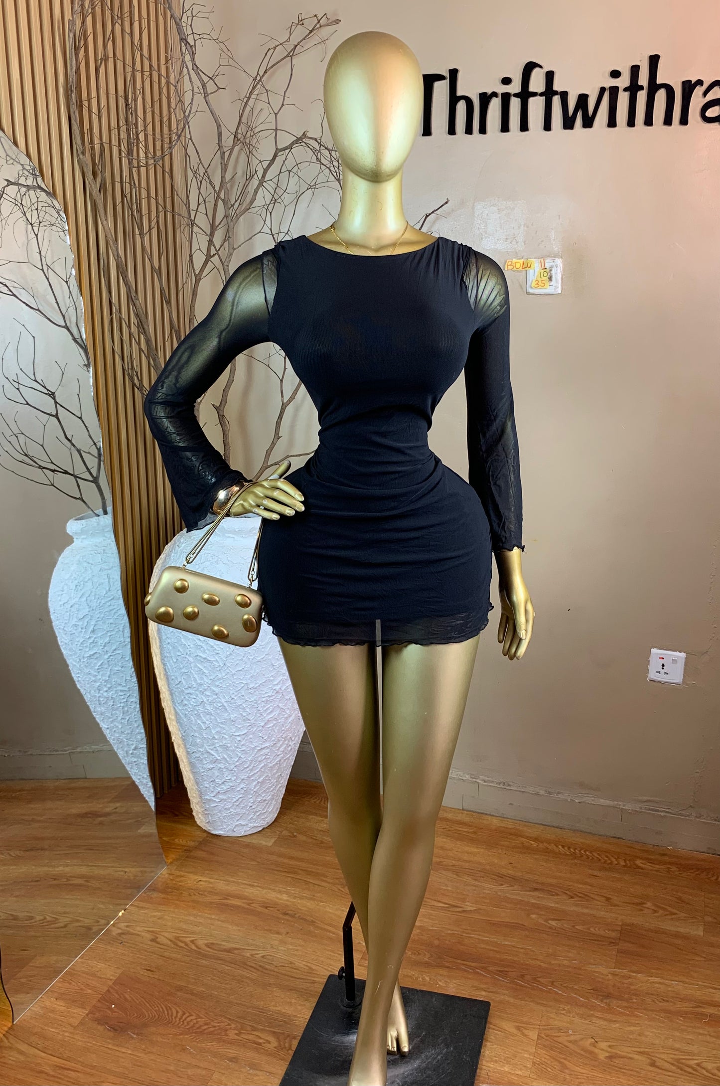 BOLU11 SIZE10 Length35 Mesh party dress