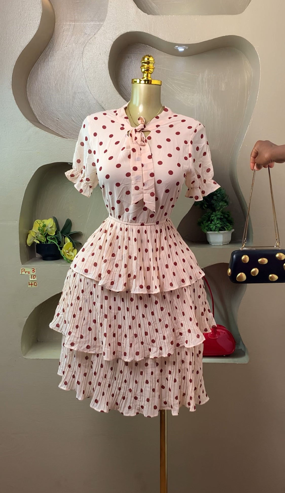 PRO3 SIZE10 Polka dots DRESS Length40