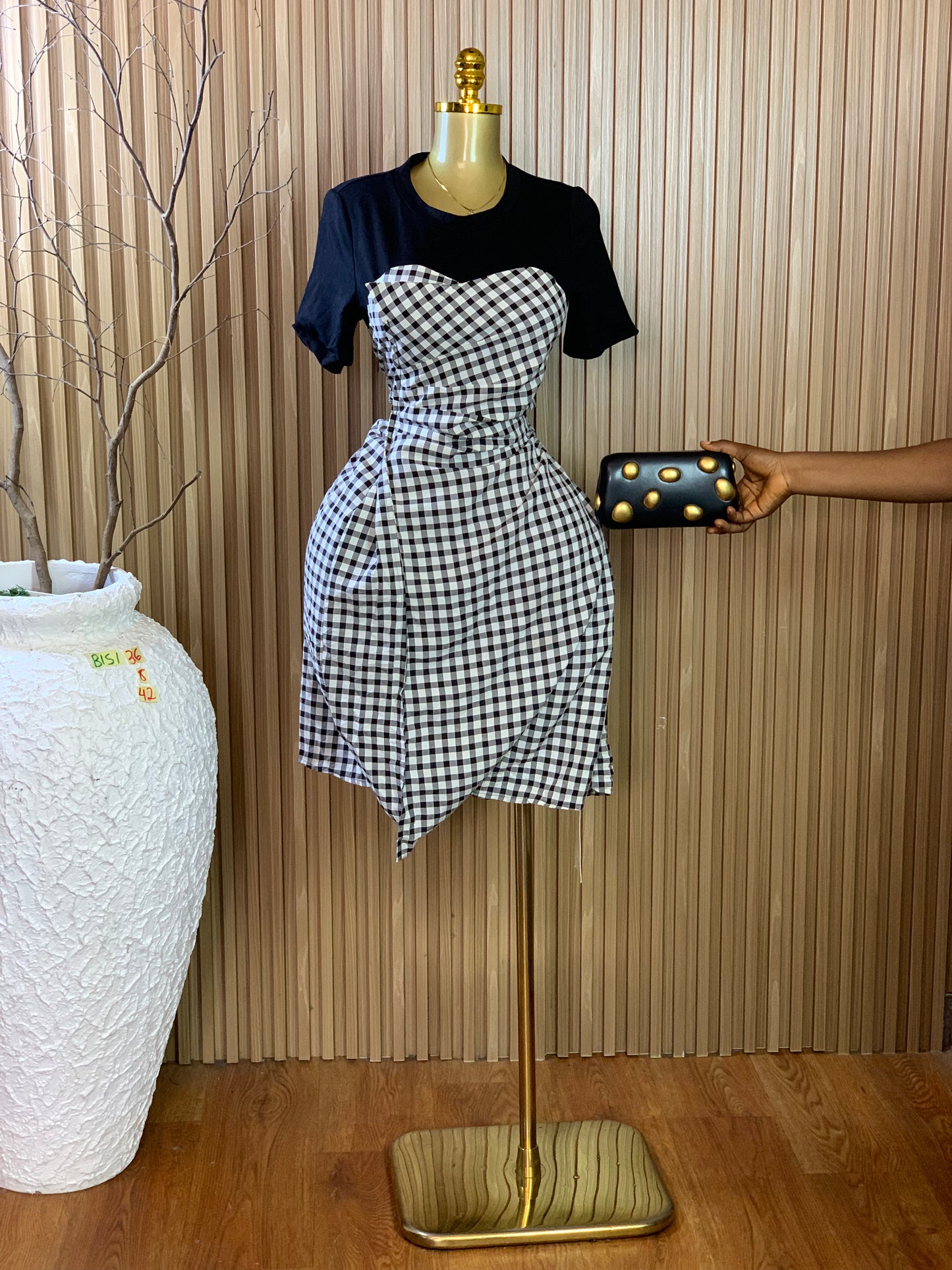 BISI36 SIZE8 Length42 white&black dress