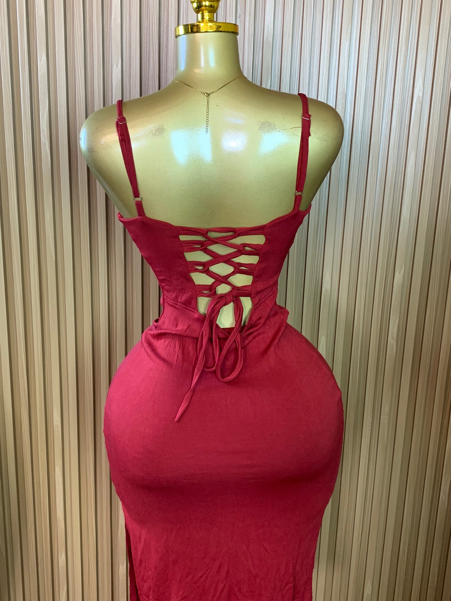 BISI38 SIZE8 Length47 burgundy dress