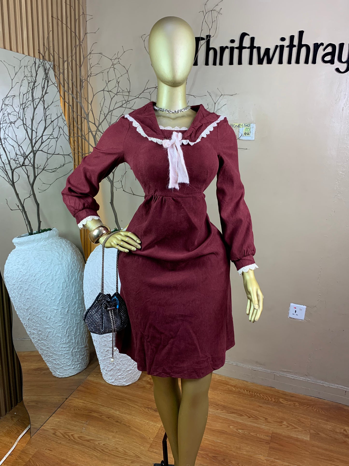 SIZE10 HONEY50 Length32(burgundy)