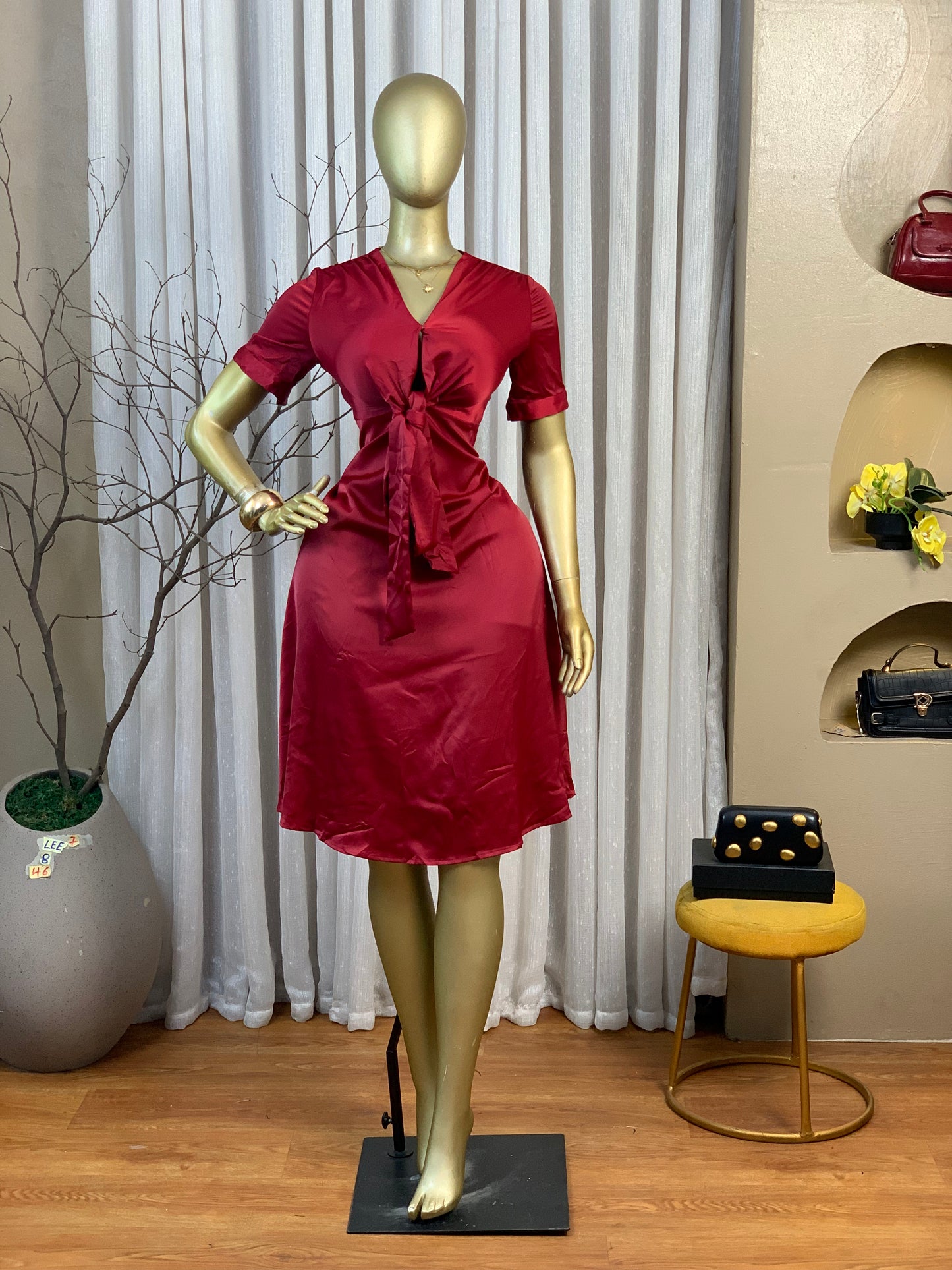 LEE7 SIZE8 Burgundy DRESS Length46