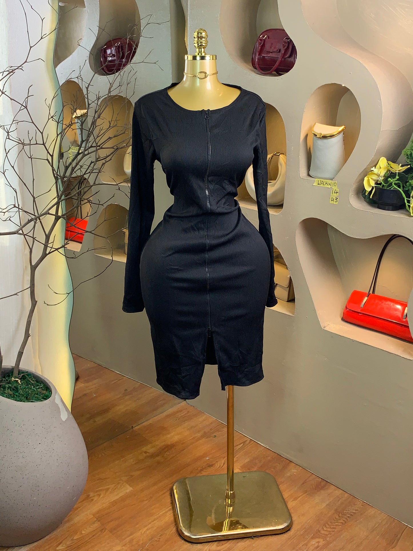 WALK-IN10 SIZE14 Length43 black dress