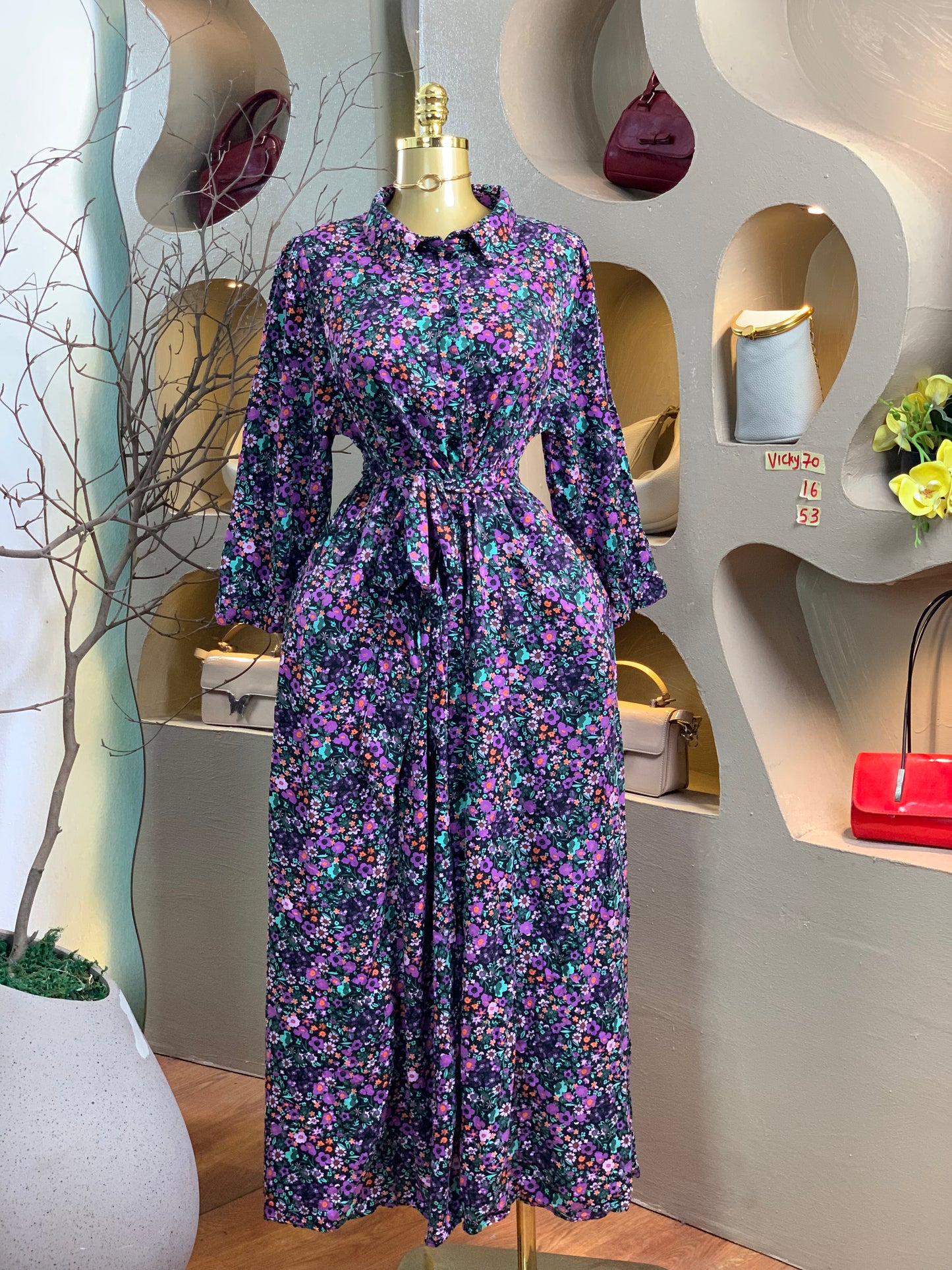 VICKY70 SIZE16 Floral DRESS Length53