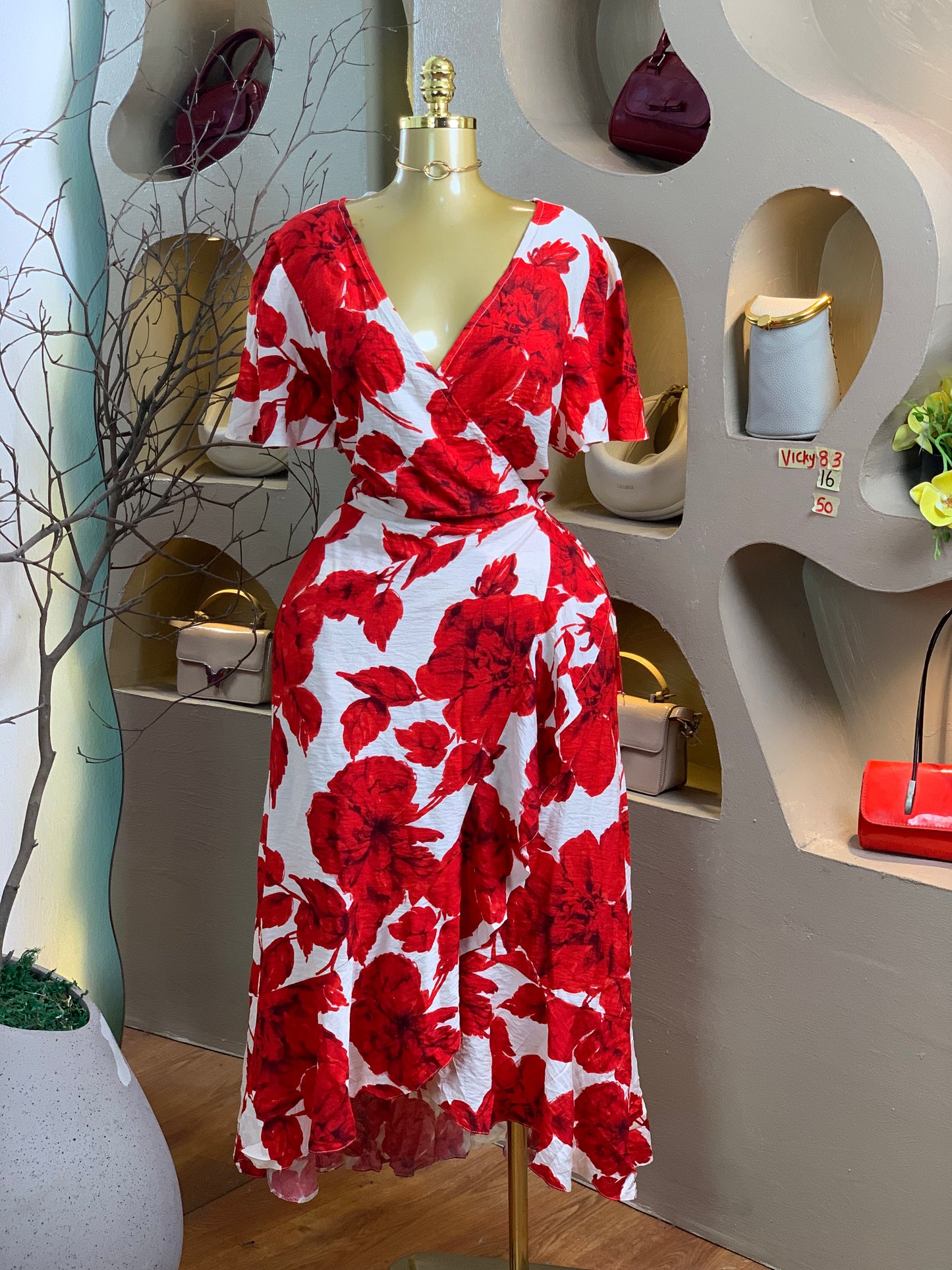 VICKY83 SIZE16 Wrap DRESS Length50