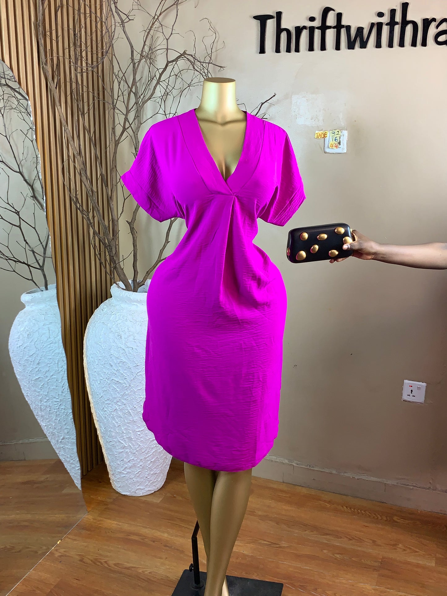 TADE32 SIZE16 Length44 Pink free dress