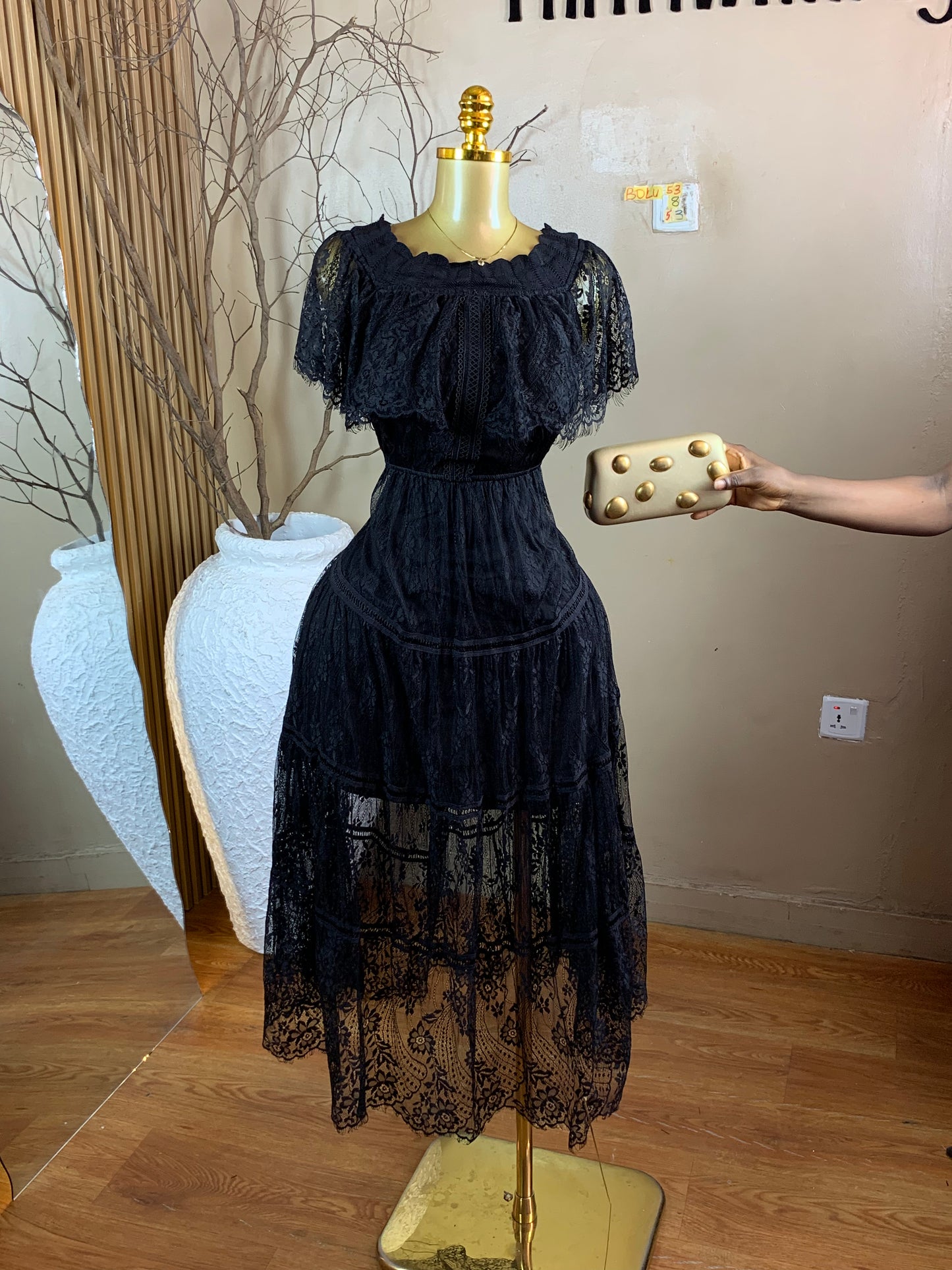 BOLU53 SIZE8 Length53 black dress