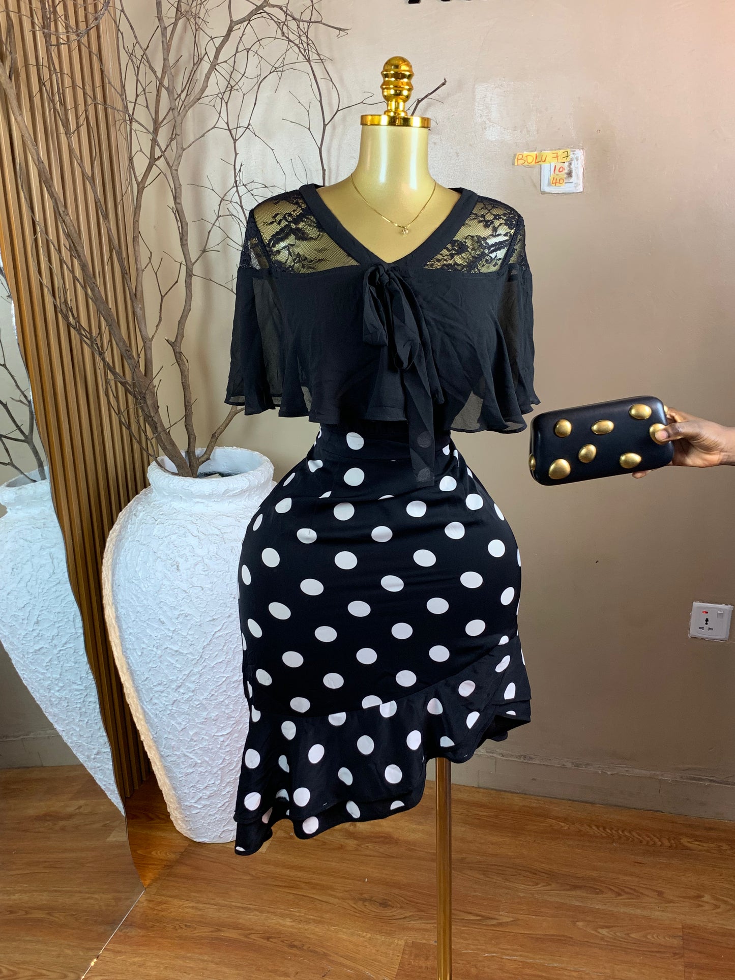 BOLU77 SIZE10 Length40 White&black dress