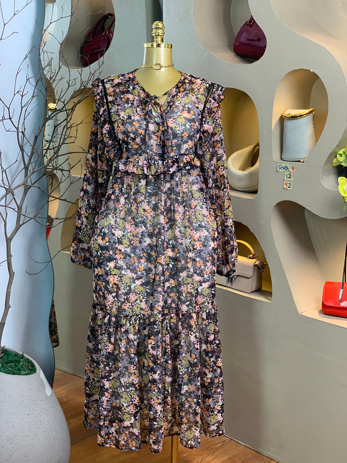 RUTH8 SIZE12 Floral DRESS Length52