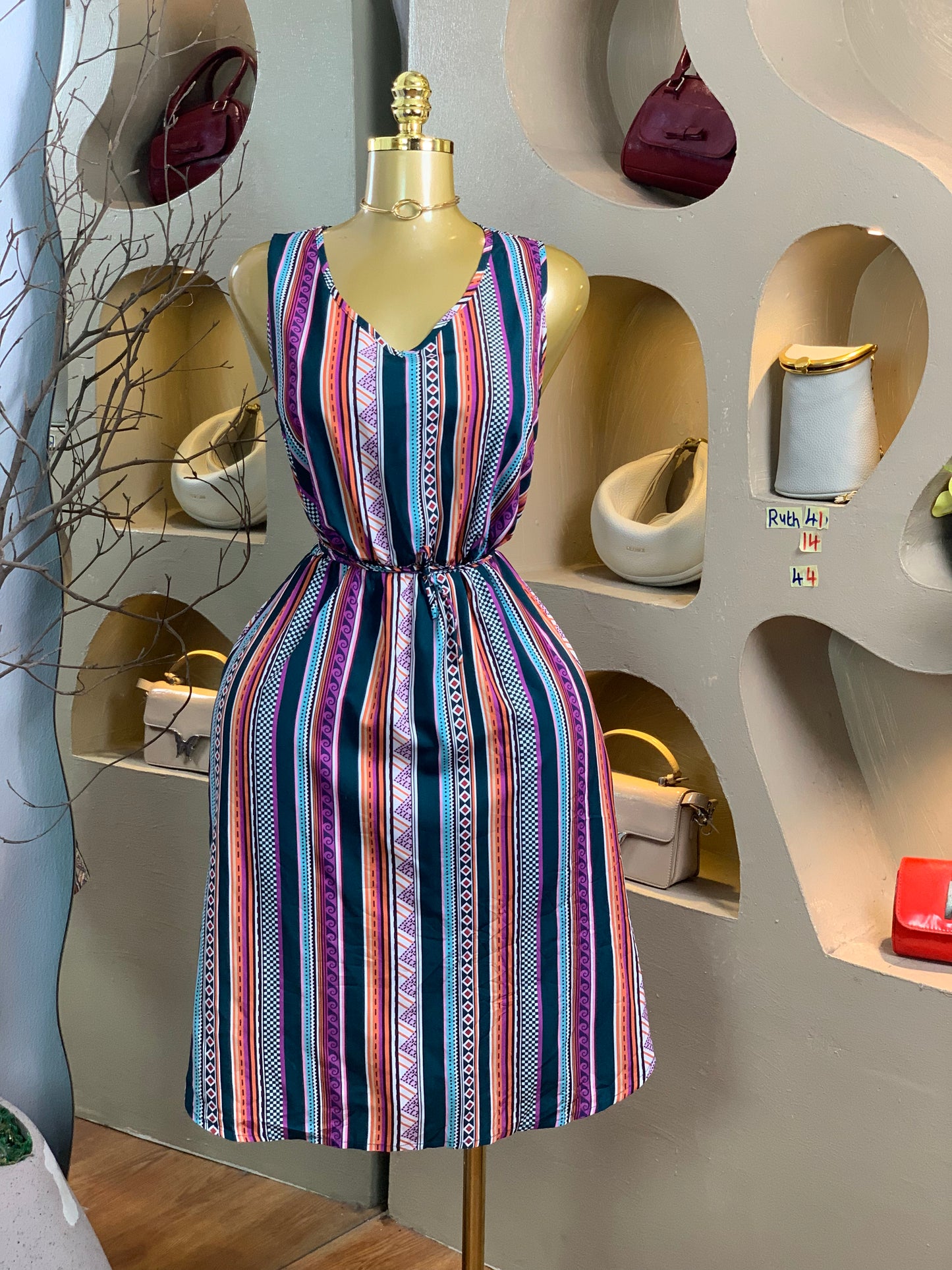 RUTH41 SIZE14 Multi color DRESS Length44