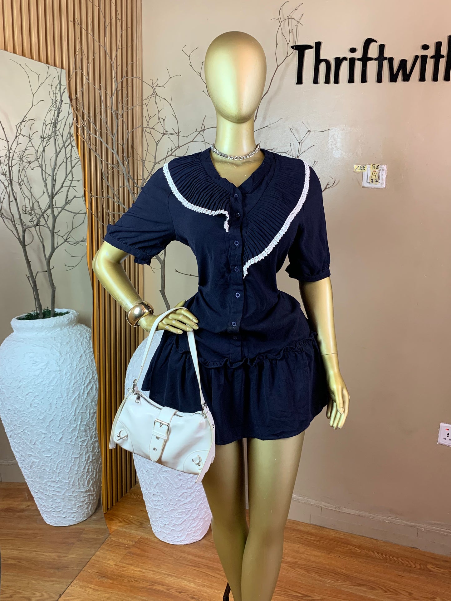 ZEE58 NAVY BLUE DRESS SIZE14 Length37